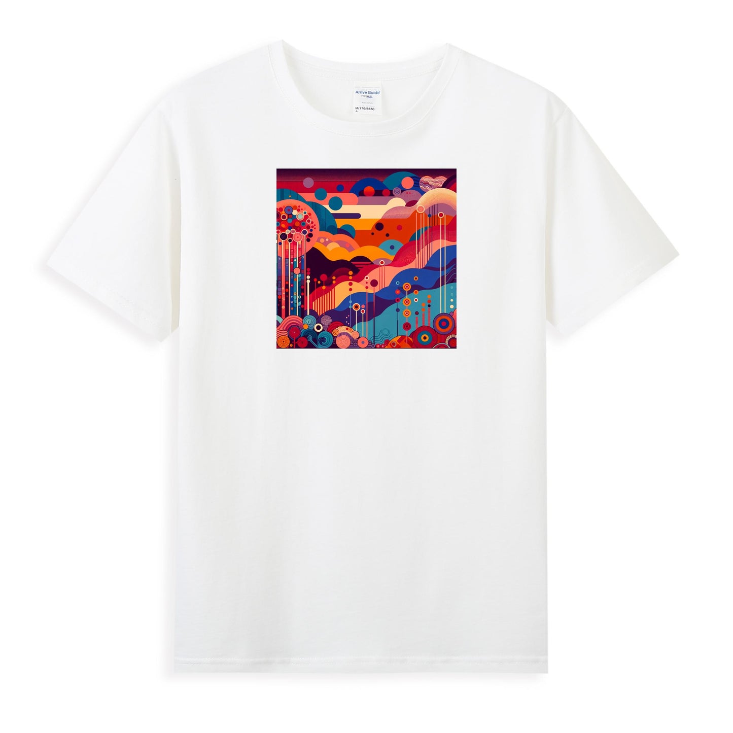 Women's Graphic T-Shirt - Bold Abstract Scene with Geometric Flair