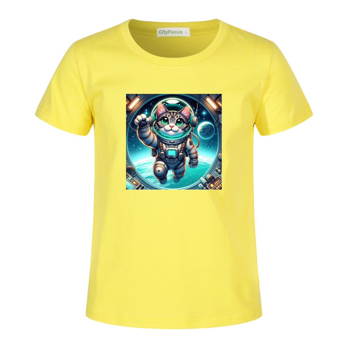 Space Explorer Cat Kids Tee 1