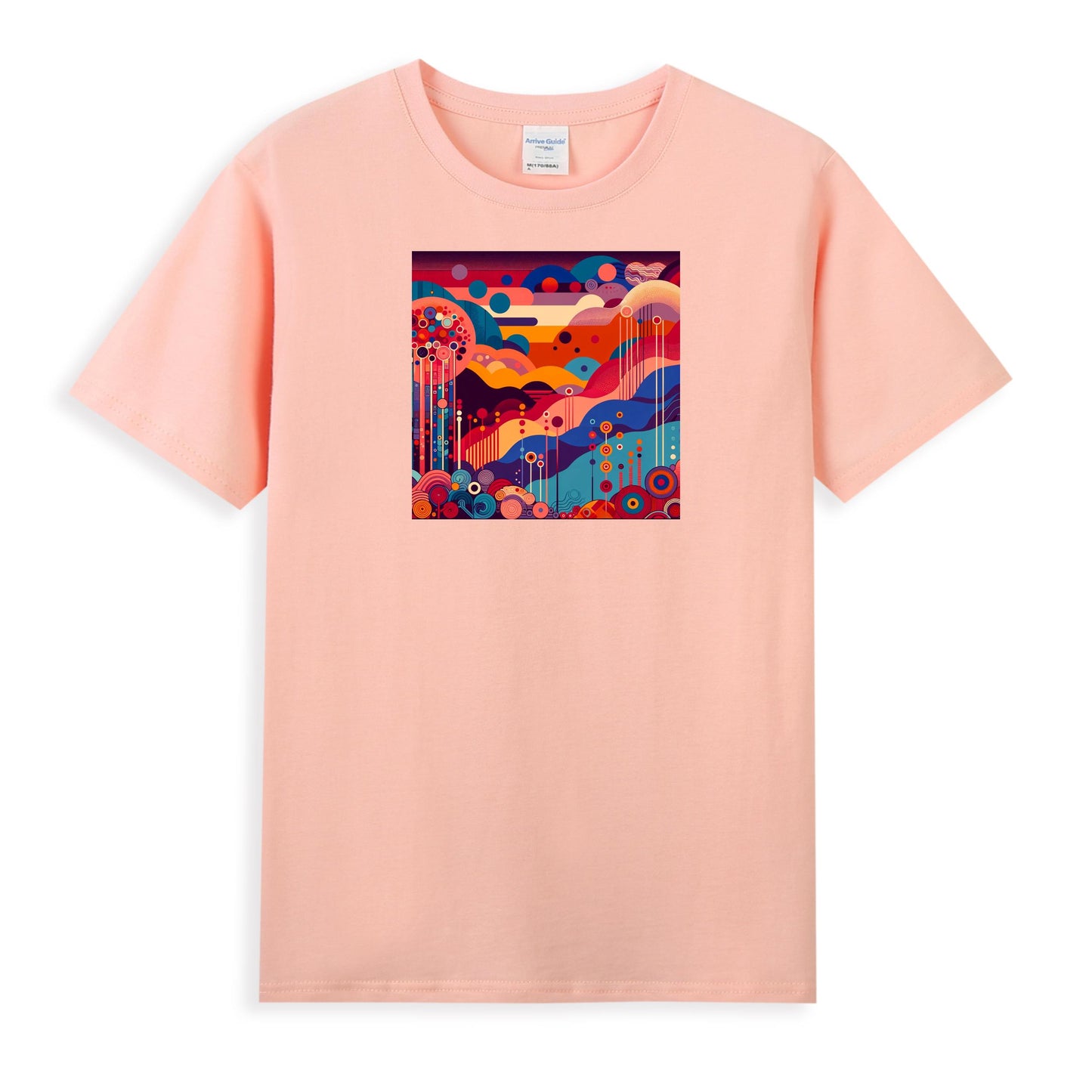 Women's Graphic T-Shirt - Bold Abstract Scene with Geometric Flair