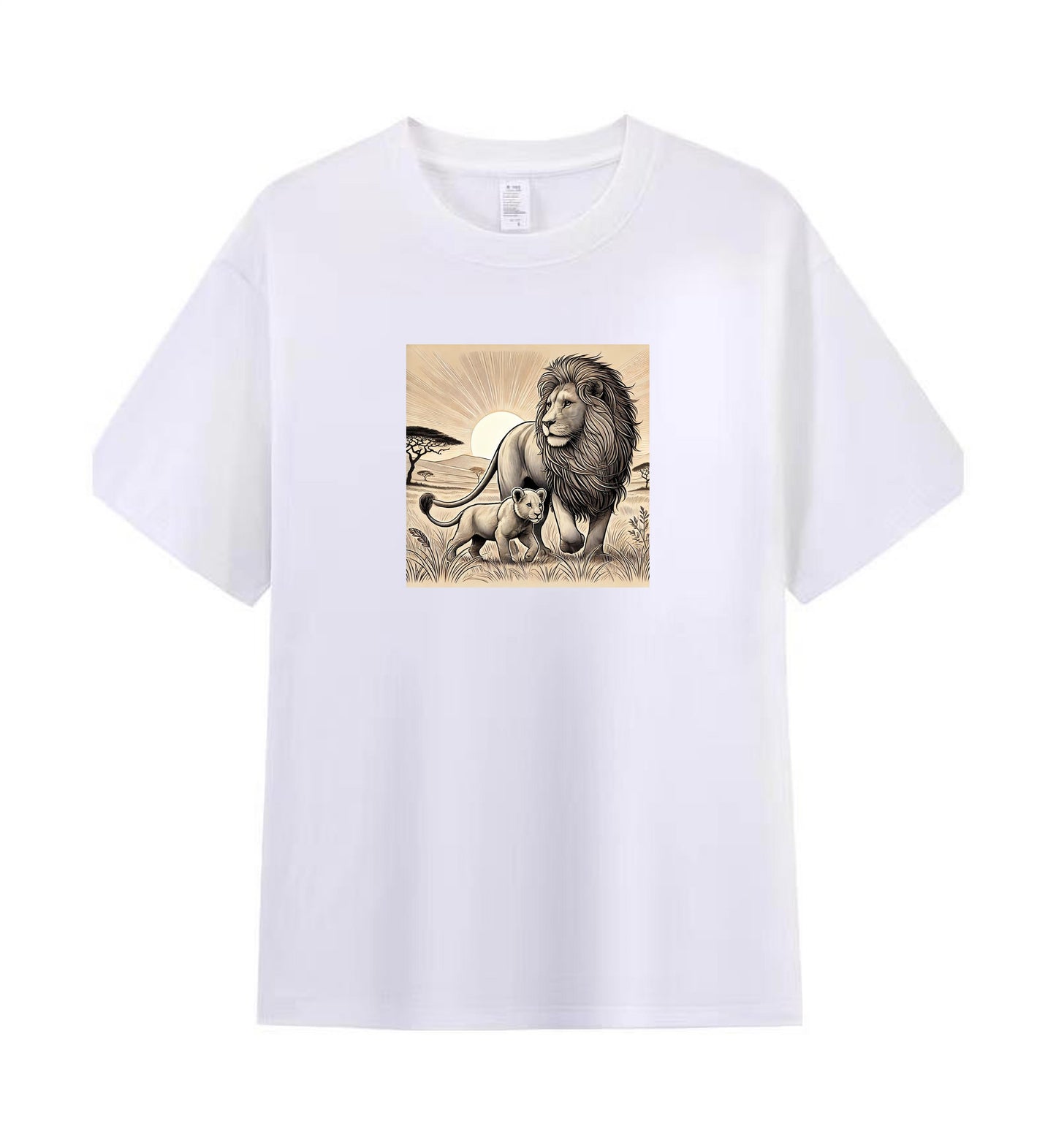 Men's Artistic Cotton T-Shirt - Lion and Cub in the Wild 4