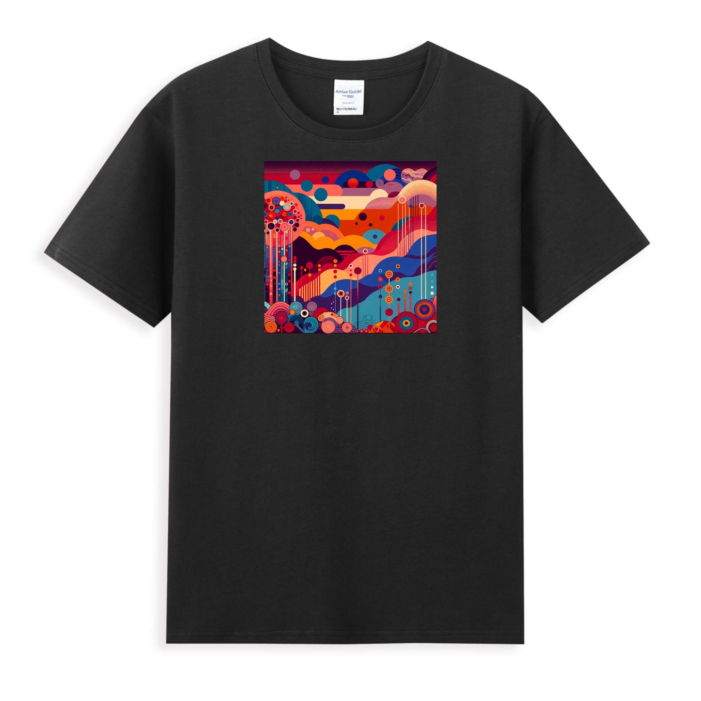 Women's Graphic T-Shirt - Bold Abstract Scene with Geometric Flair