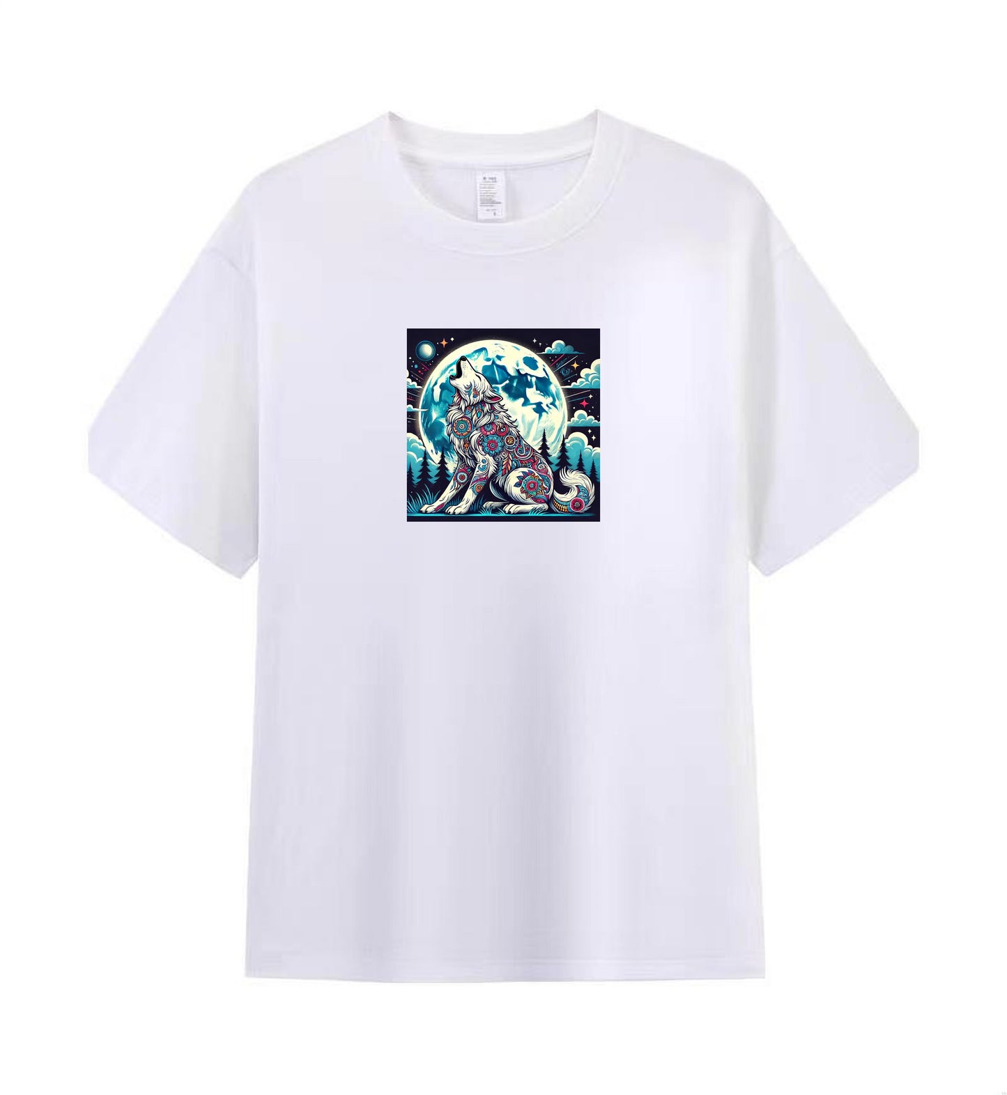 Artistic Wolf Under Moonlight T-Shirt for Men