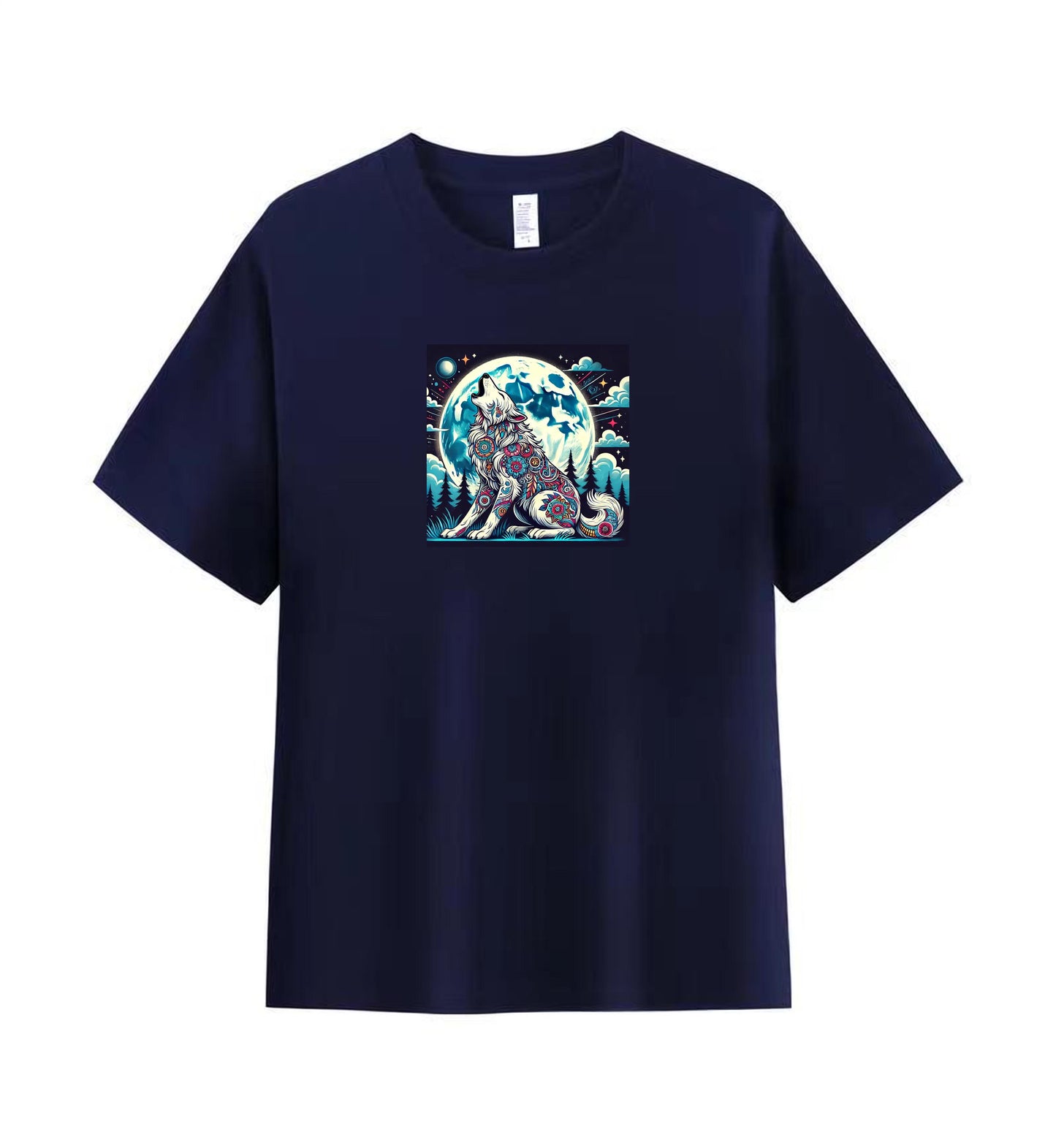 Artistic Wolf Under Moonlight T-Shirt for Men