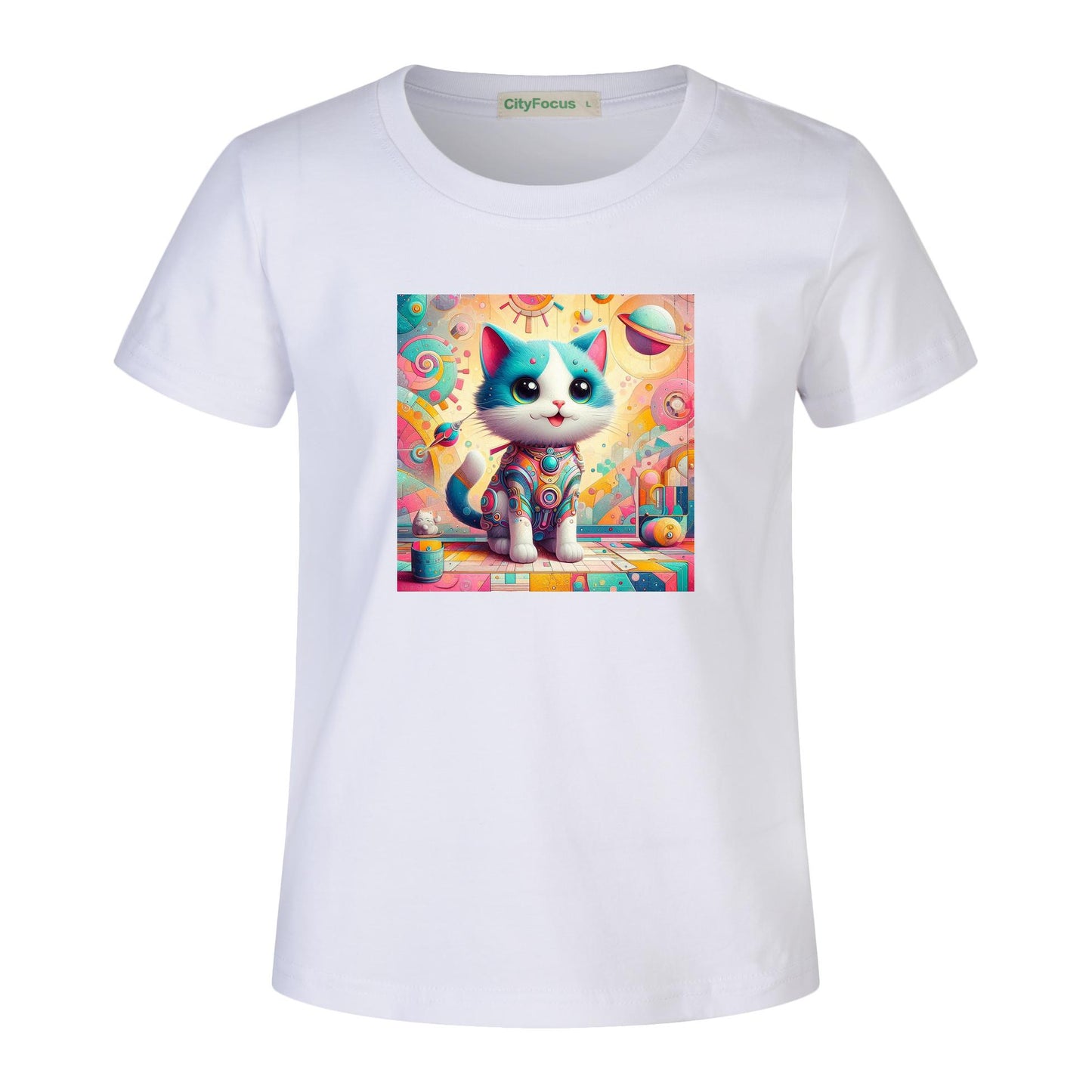 Futuristic Feline Fun Kids Tee 2