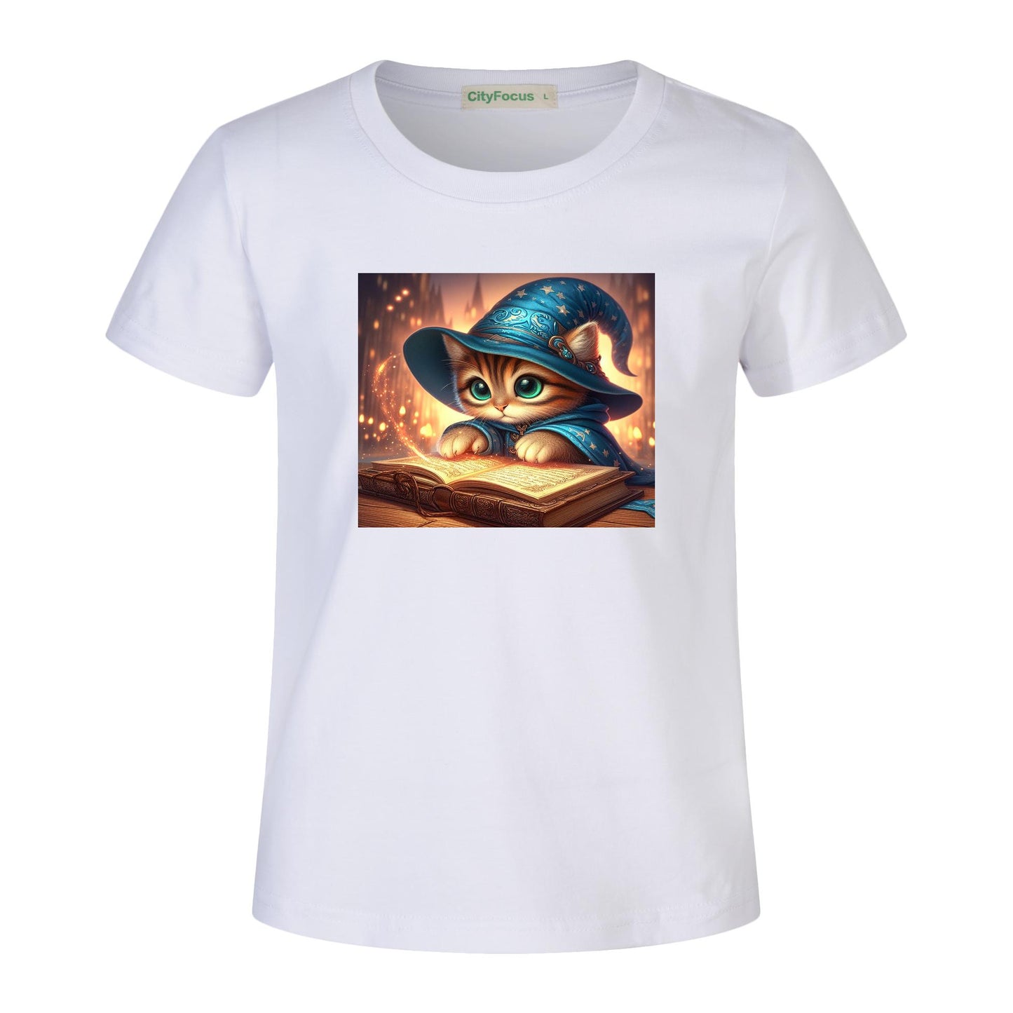 100% cotton Magical Wizard Cat Kids T-Shirt 8 - Enchanting and Cozy