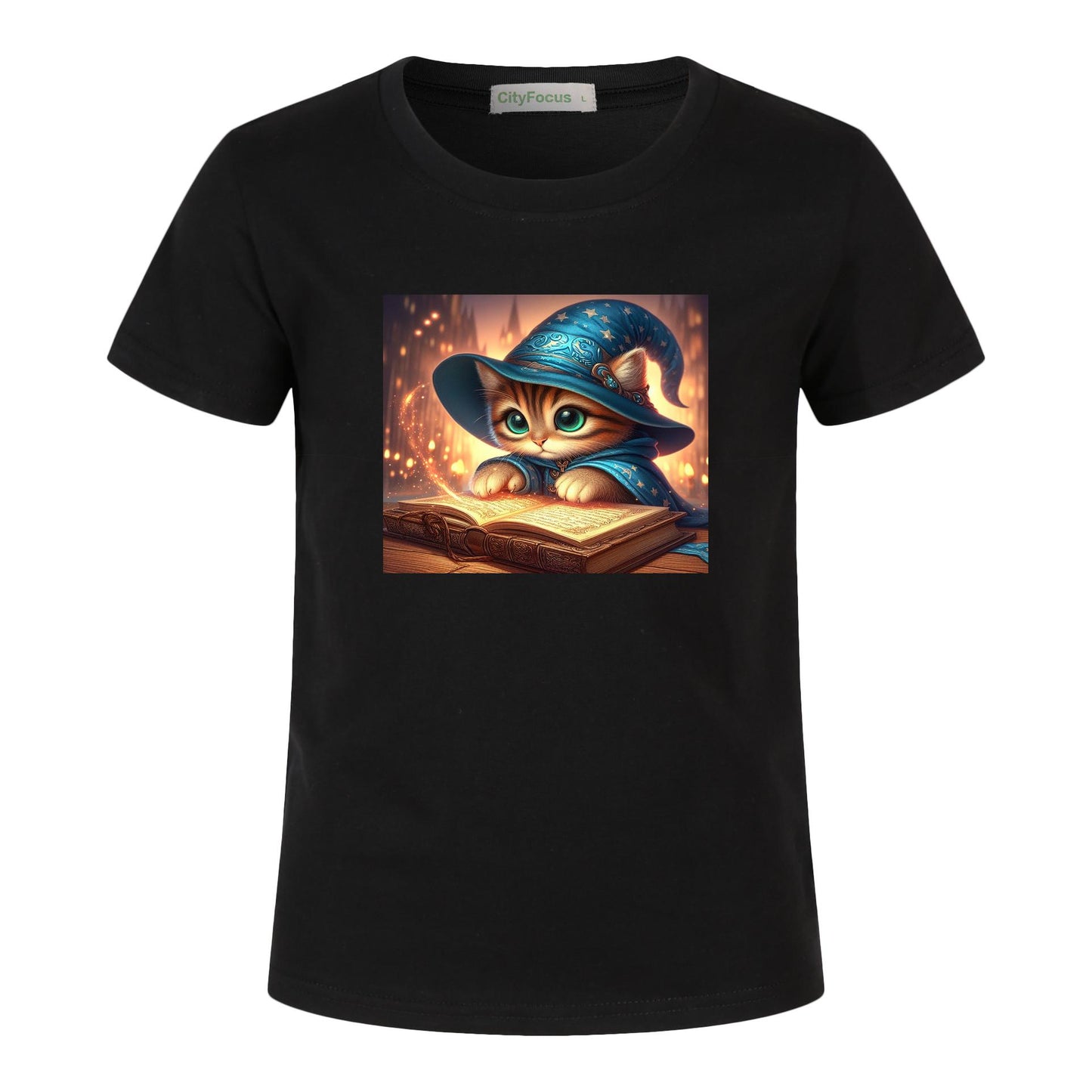 100% cotton Magical Wizard Cat Kids T-Shirt 8 - Enchanting and Cozy