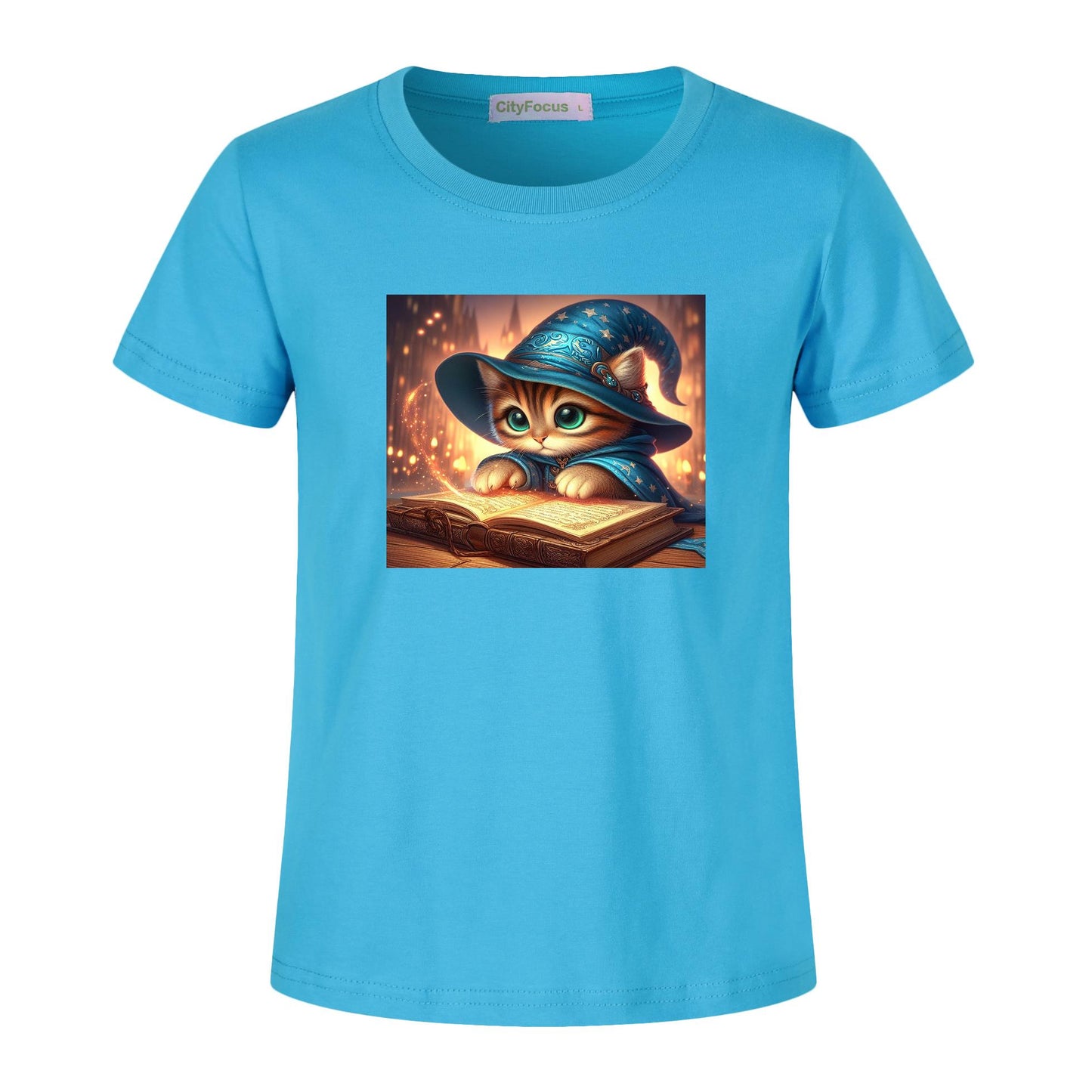 100% cotton Magical Wizard Cat Kids T-Shirt 8 - Enchanting and Cozy