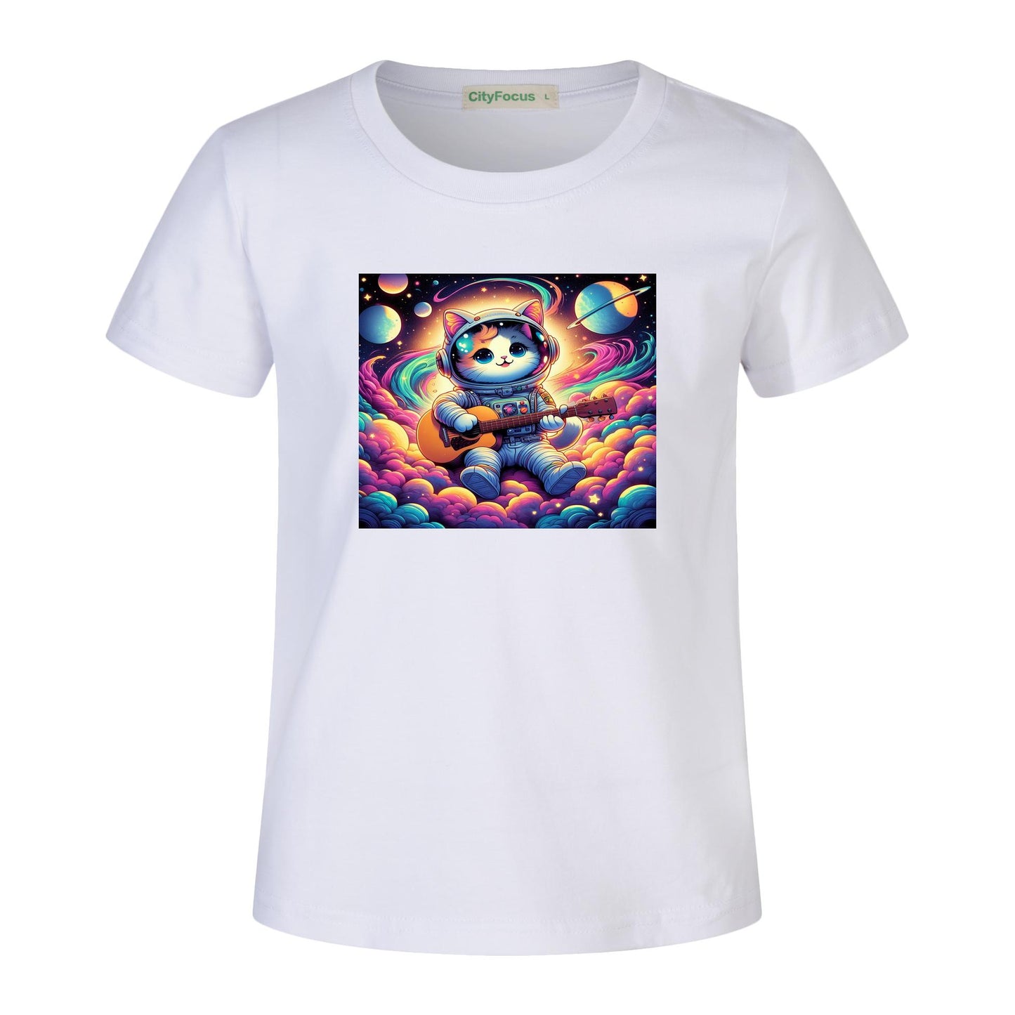 Cosmic Kitty Astronaut Kids T-Shirt 100% cotton 4 - Fun and Out-of-This-World