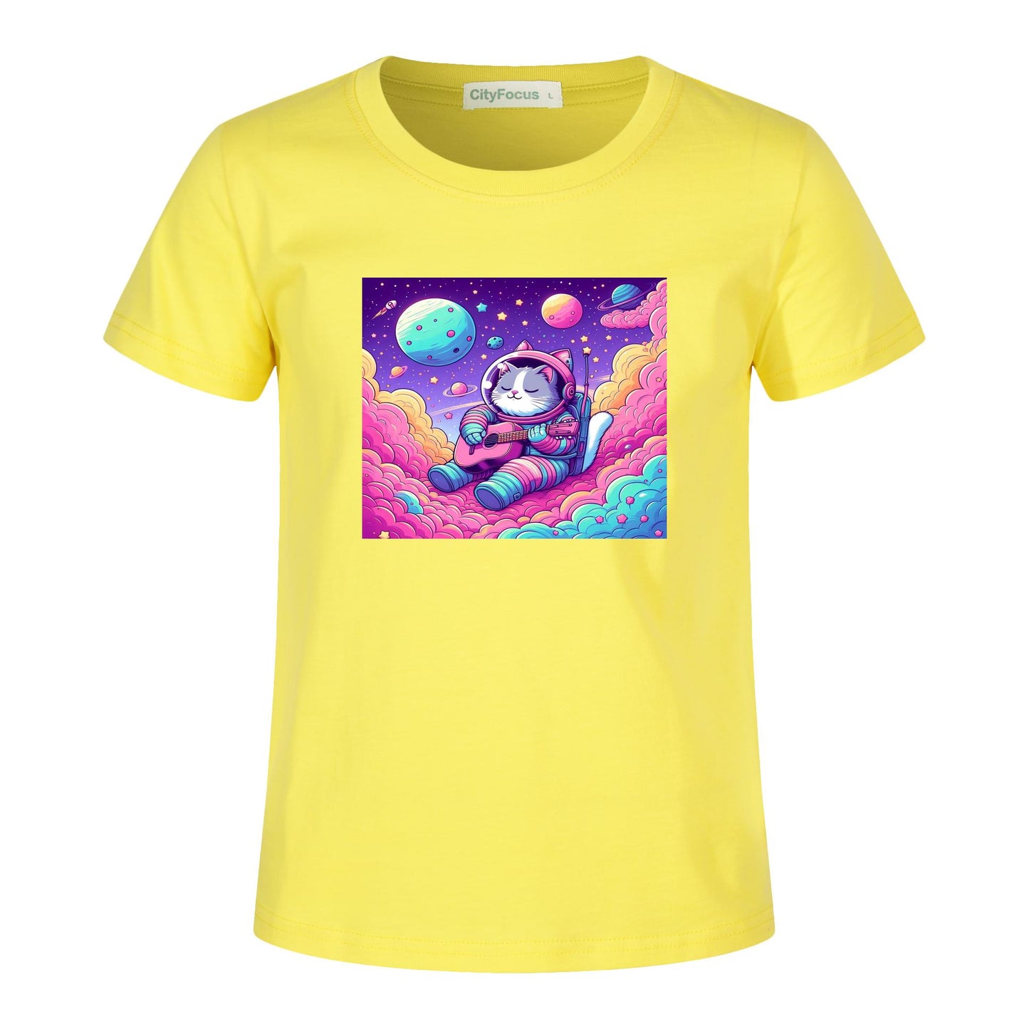 Cosmic Kitty Astronaut Kids T-Shirt 100% cotton 1 - Fun and Out-of-This-World