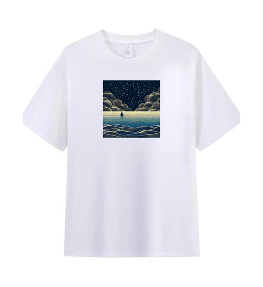 Cosmic Journey Sailboat Men's Cotton Tee 2