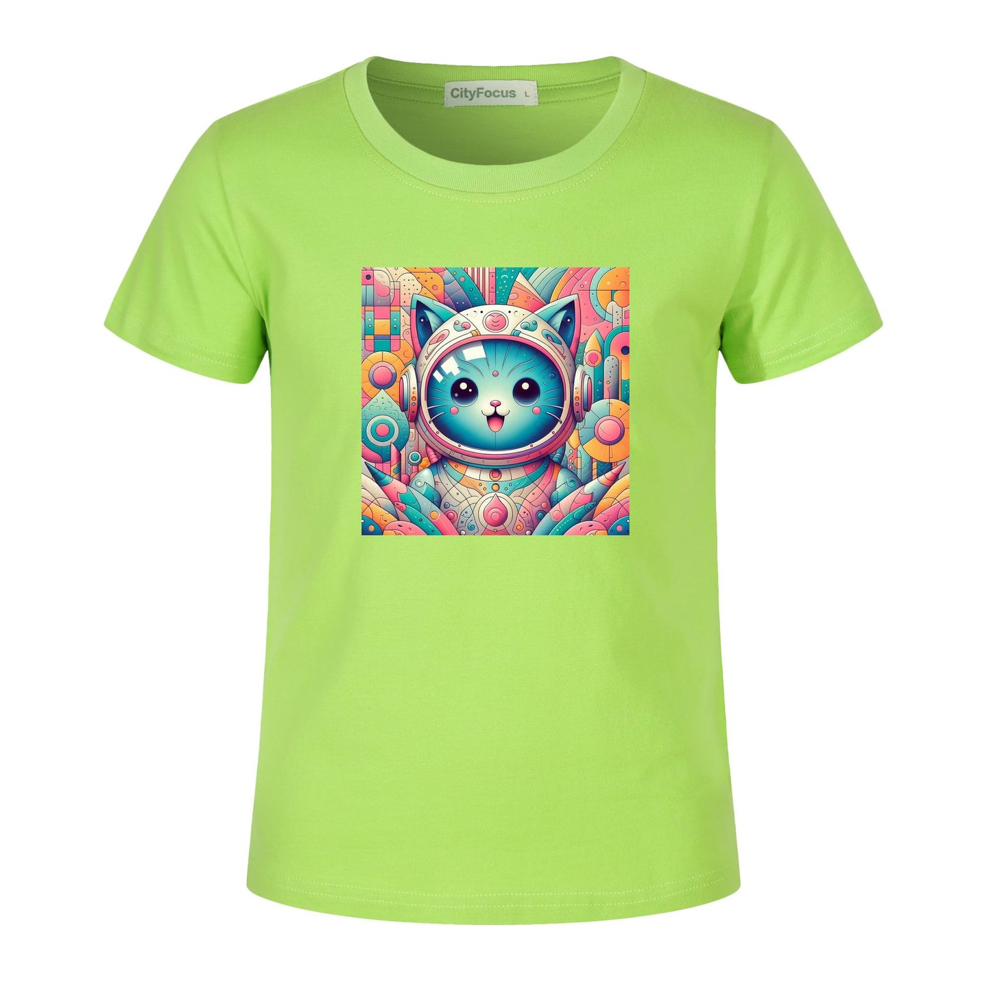 Futuristic Feline Fun Kids Tee 9