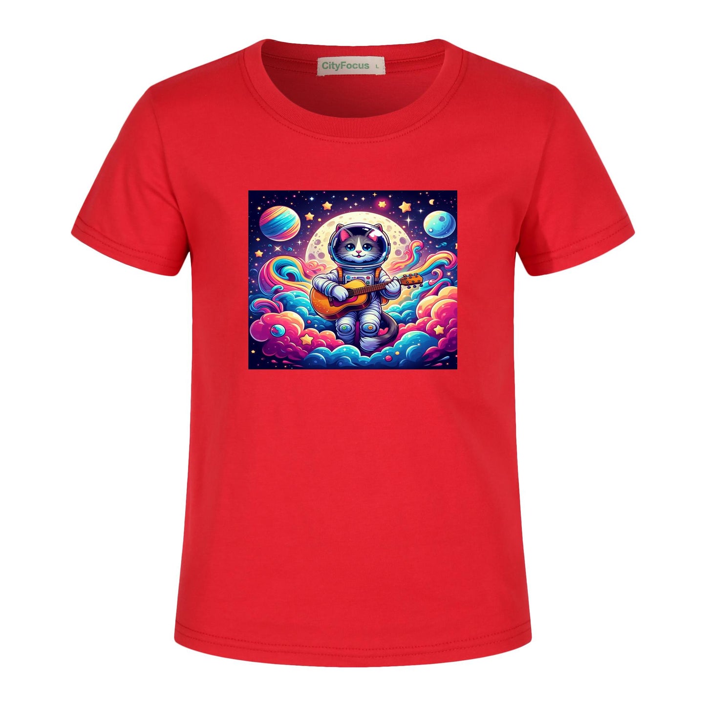 Cosmic Kitty Astronaut Kids T-Shirt 100% cotton 3 - Fun and Out-of-This-World