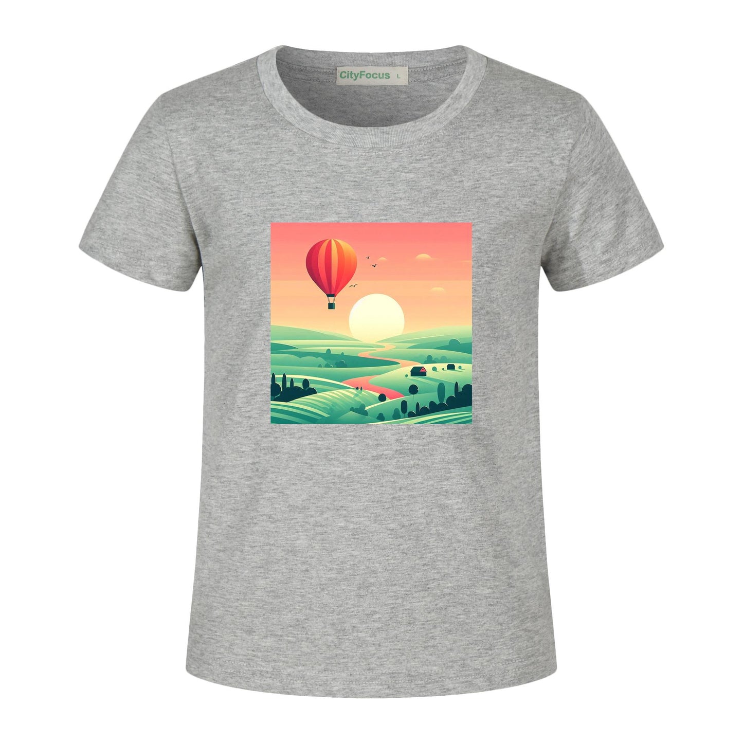 Hot Air Balloon Journey 1 - 100% Cotton Sunset Kids T-Shirt