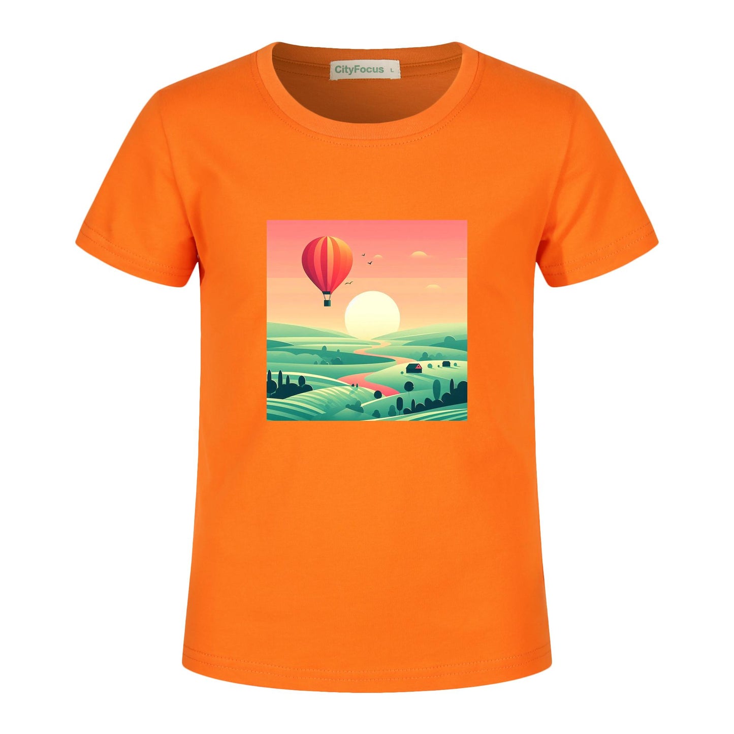 Hot Air Balloon Journey 1 - 100% Cotton Sunset Kids T-Shirt