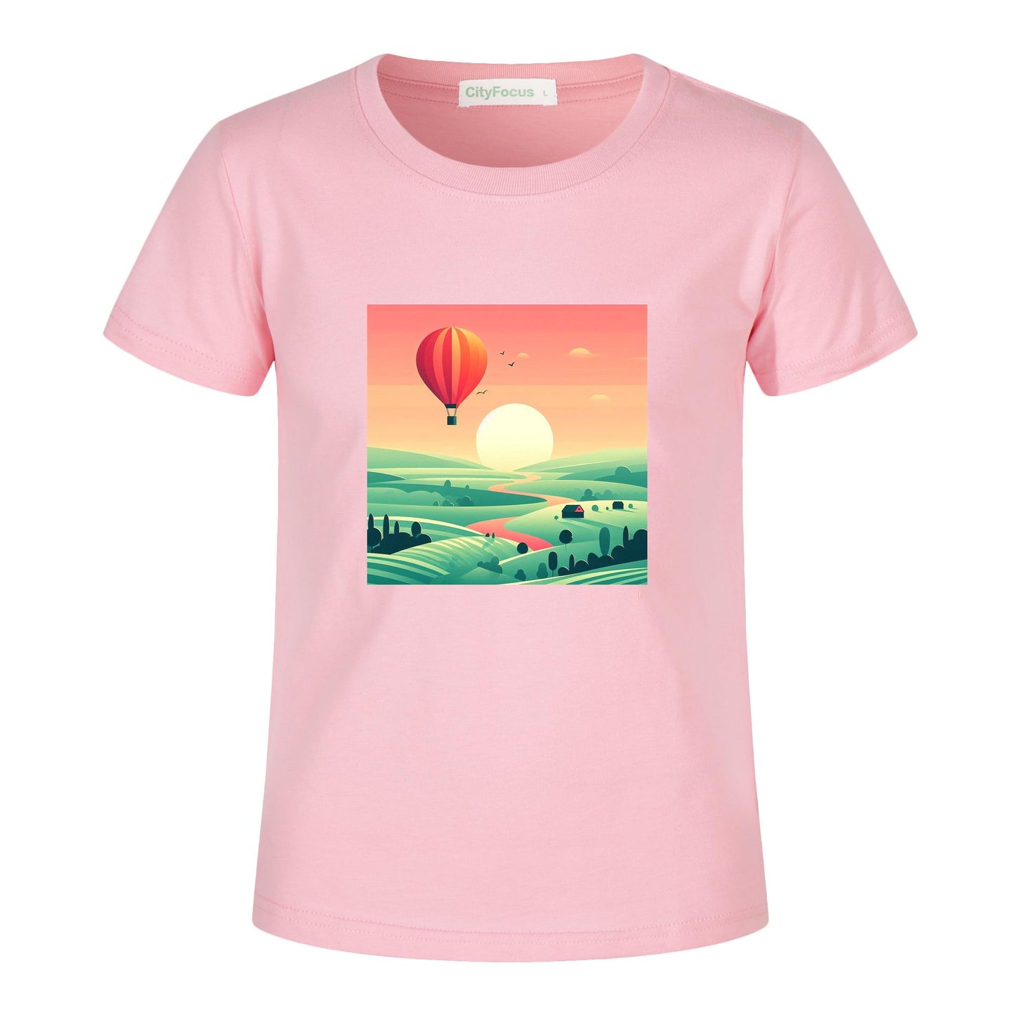 Hot Air Balloon Journey 1 - 100% Cotton Sunset Kids T-Shirt