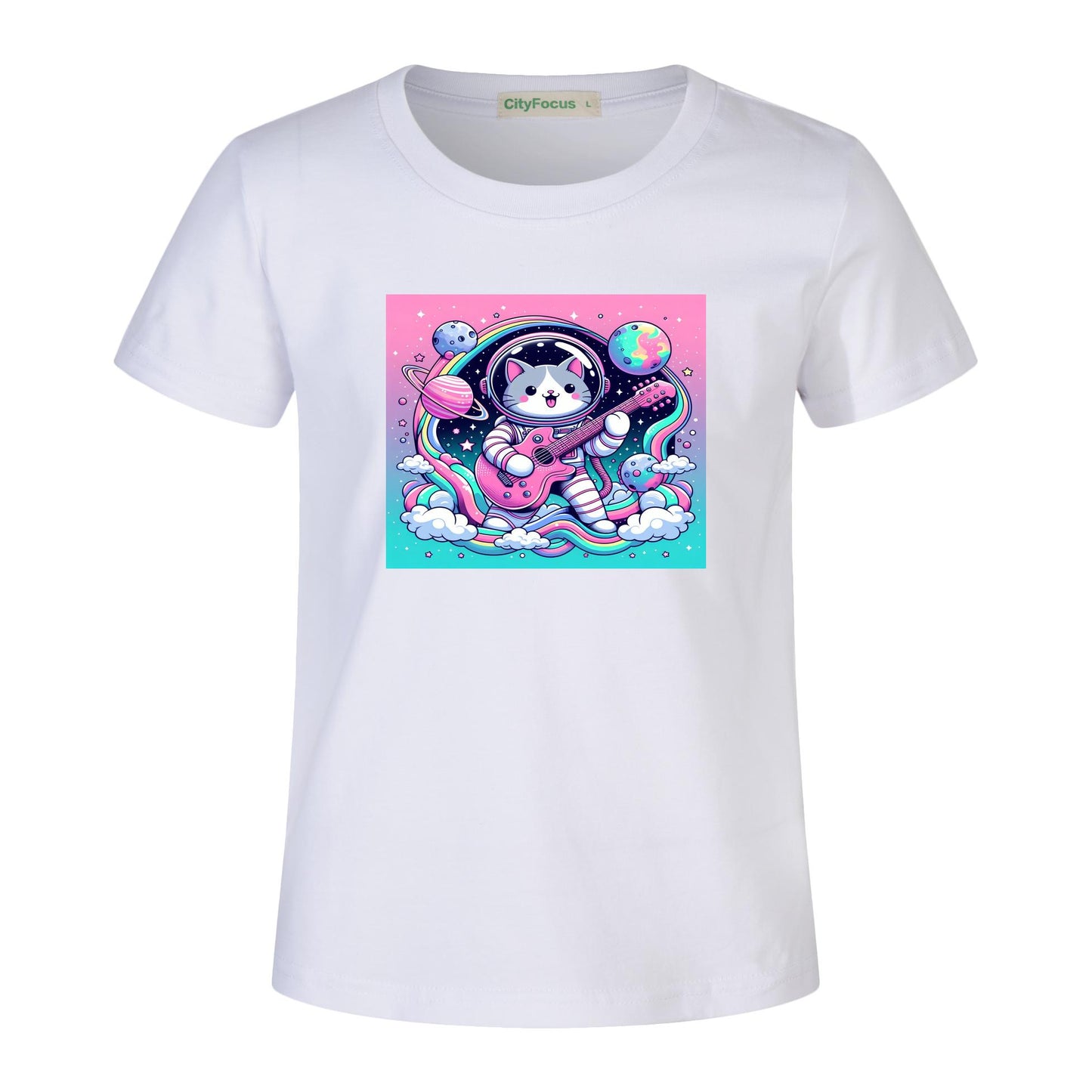 Cosmic Kitty Astronaut Kids T-Shirt 100% cotton 6 - Fun and Out-of-This-World