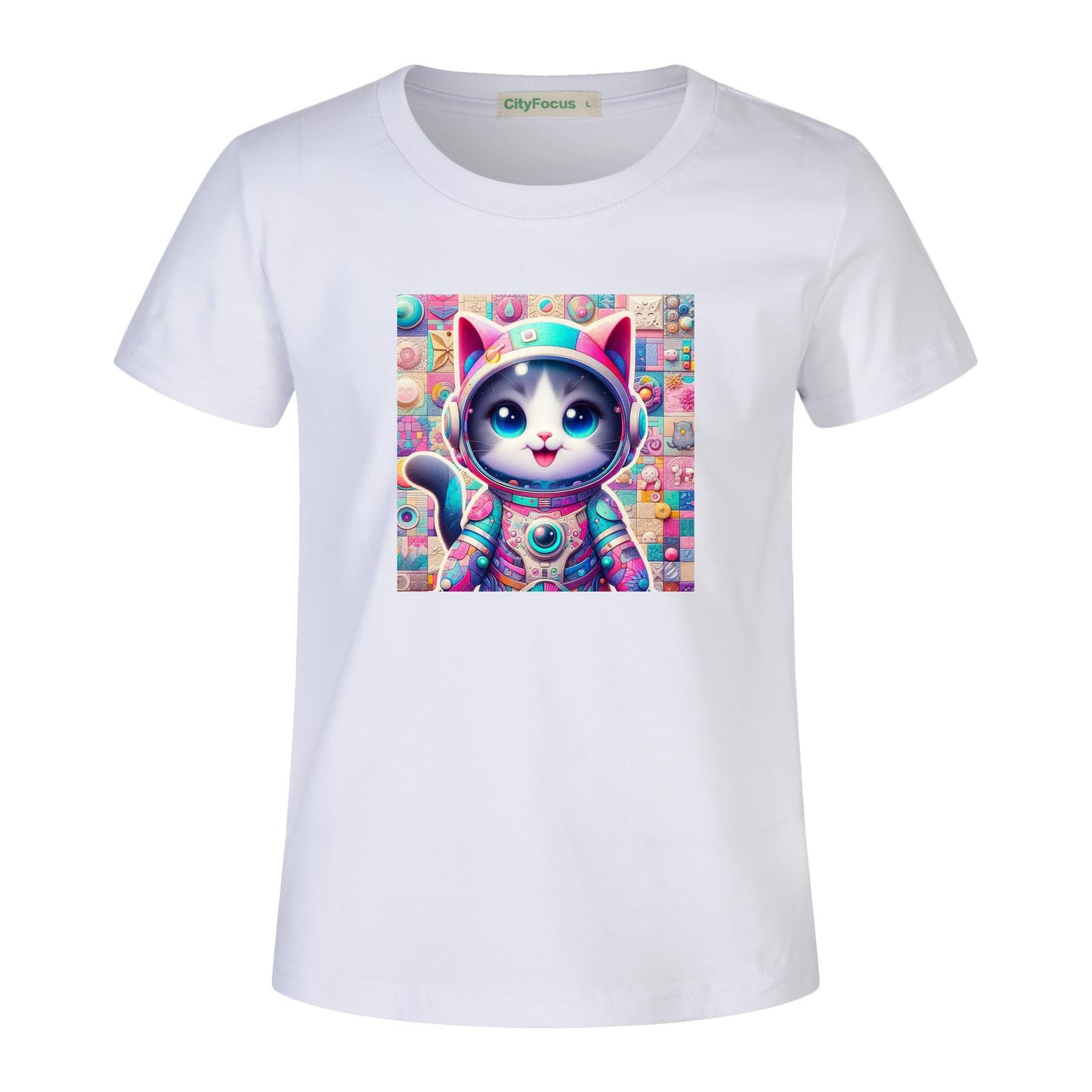 Futuristic Feline Fun Kids Tee 4