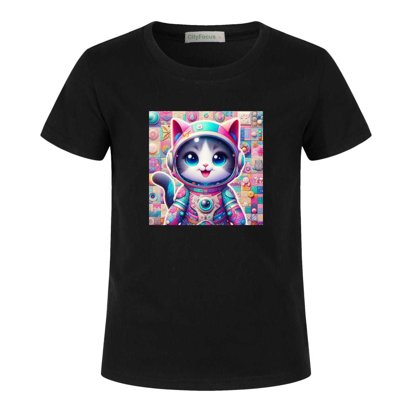 Futuristic Feline Fun Kids Tee 4