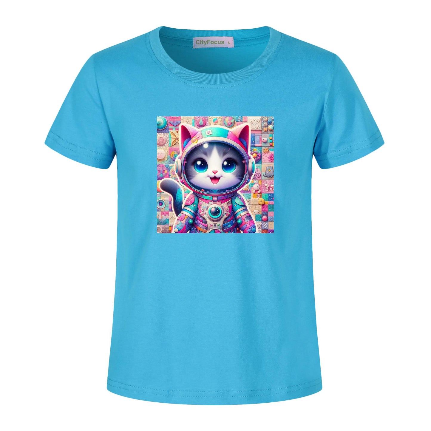 Futuristic Feline Fun Kids Tee 4