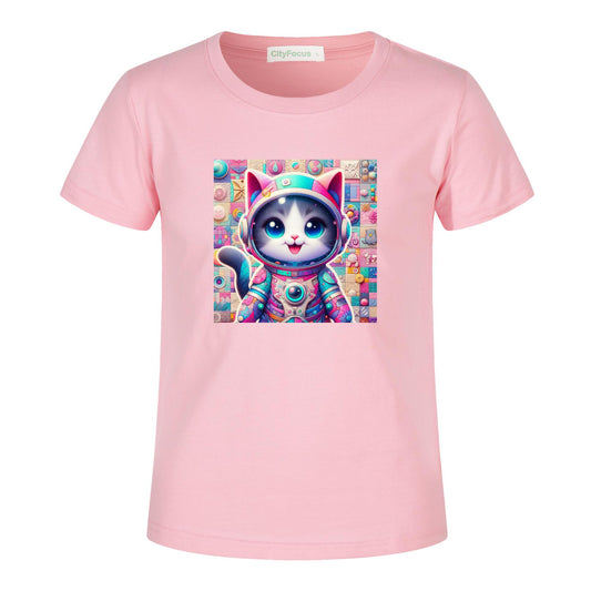 Futuristic Feline Fun Kids Tee 4