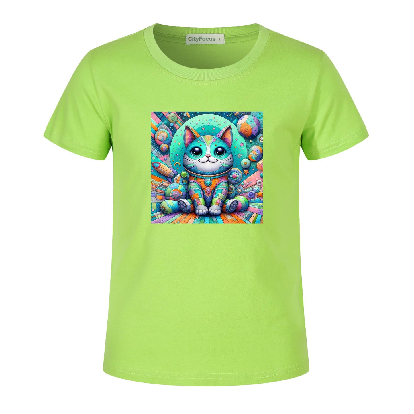 Futuristic Feline Fun Kids Tee 5