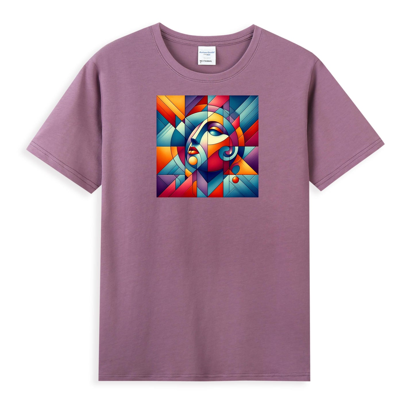 Women's 100% Cotton Tee - Geometric Grace in Abstract Portrait