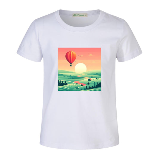 Hot Air Balloon Journey 1 - 100% Cotton Sunset Kids T-Shirt