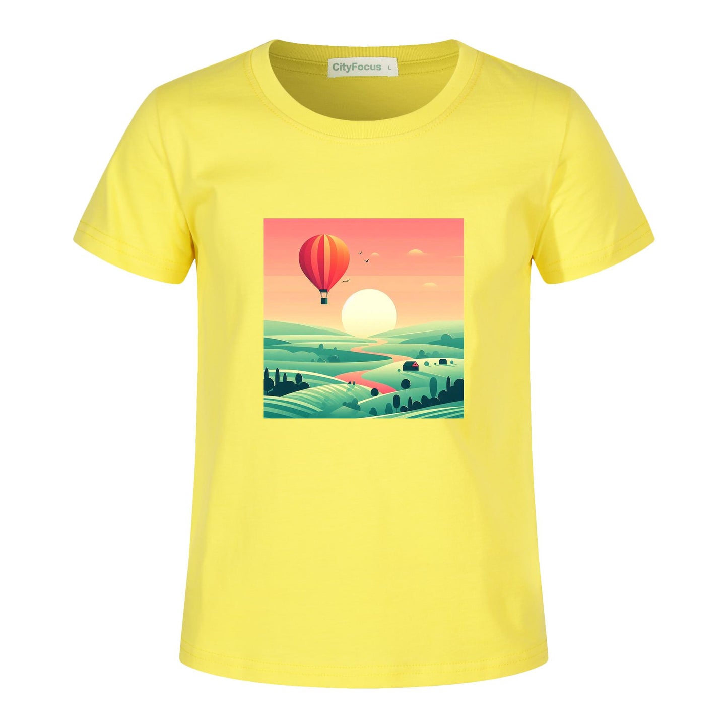 Hot Air Balloon Journey 1 - 100% Cotton Sunset Kids T-Shirt