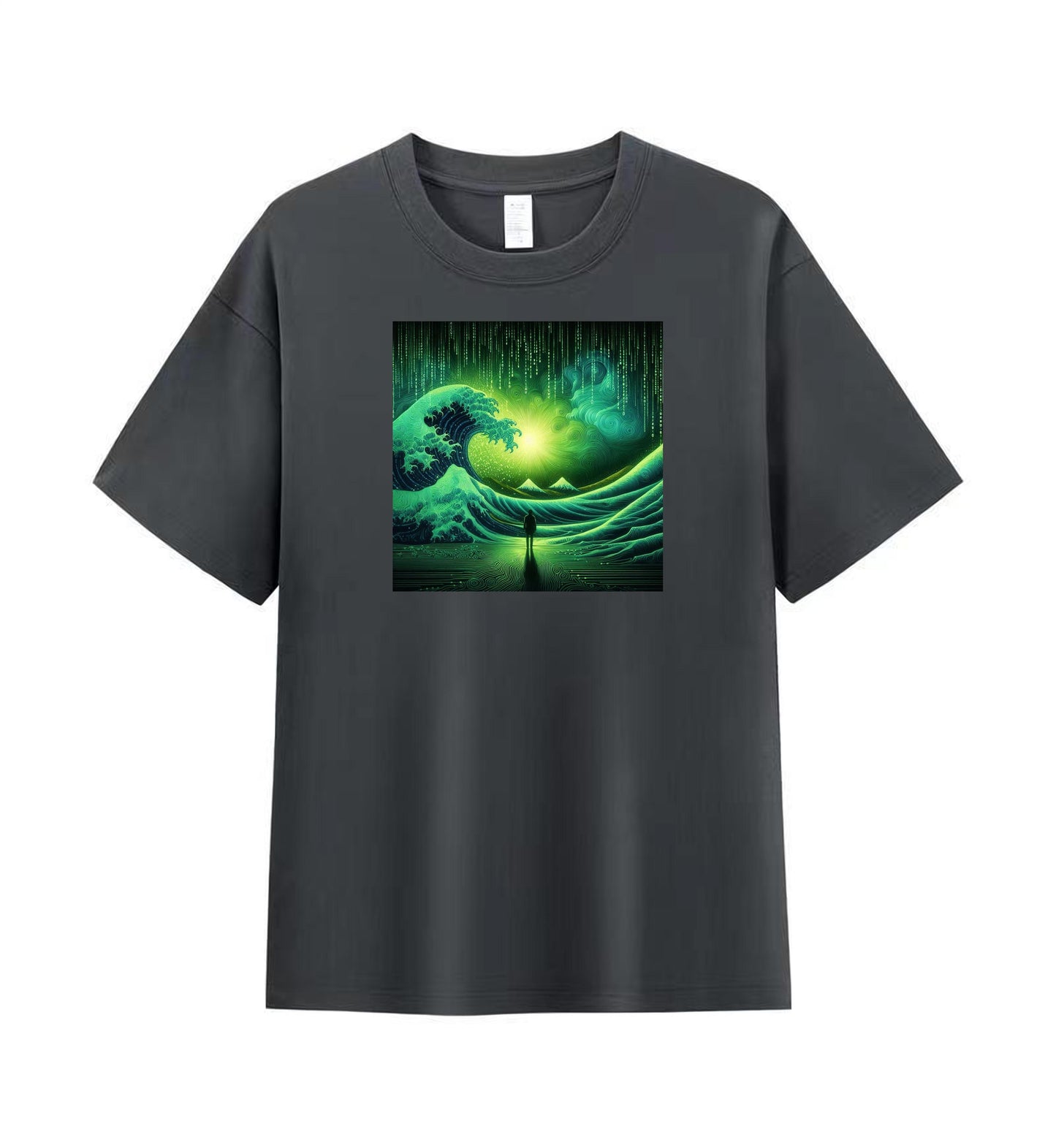 Binary Waves Tee - Ride the Digital Tide 4