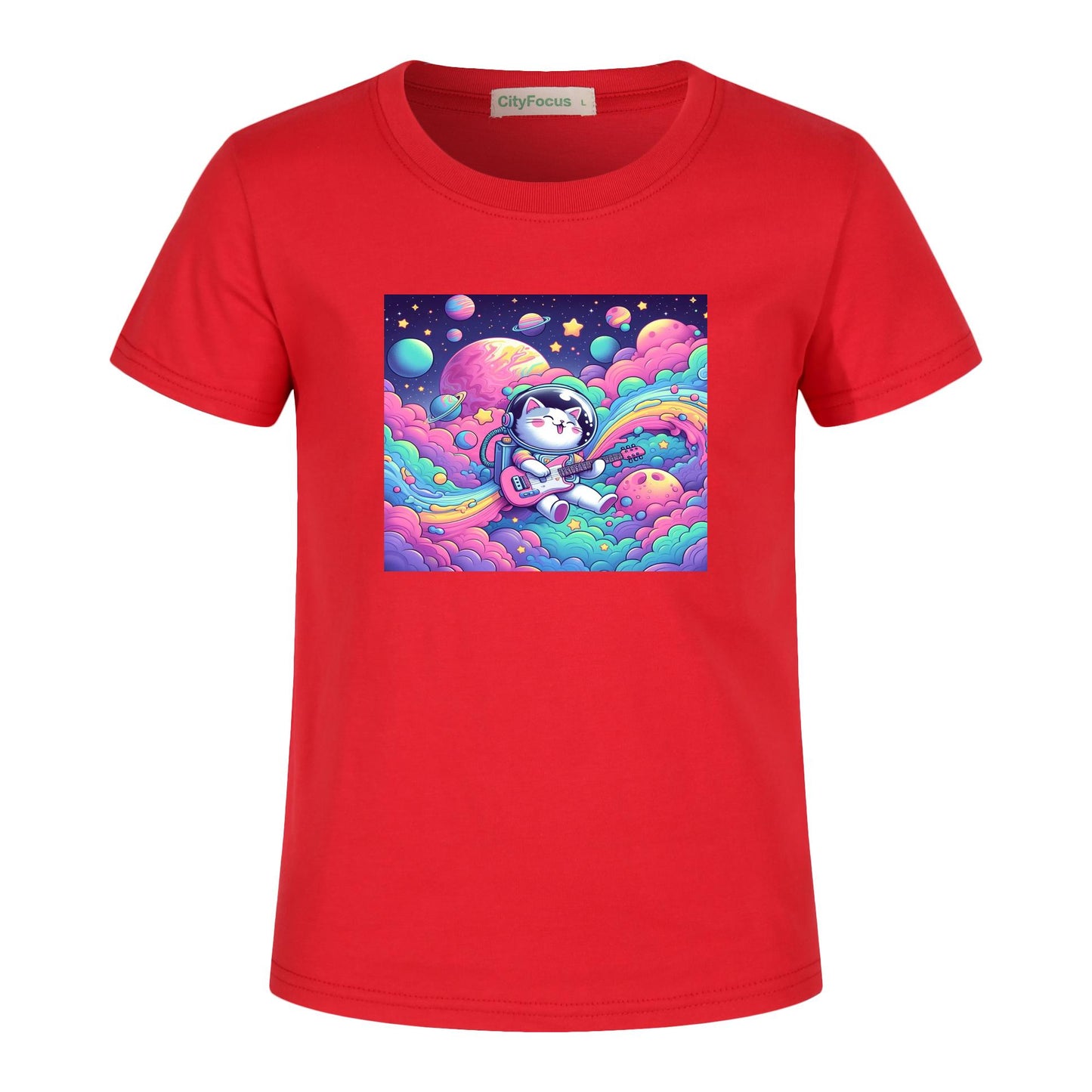 Cosmic Kitty Astronaut Kids T-Shirt 100% cotton 7 - Fun and Out-of-This-World