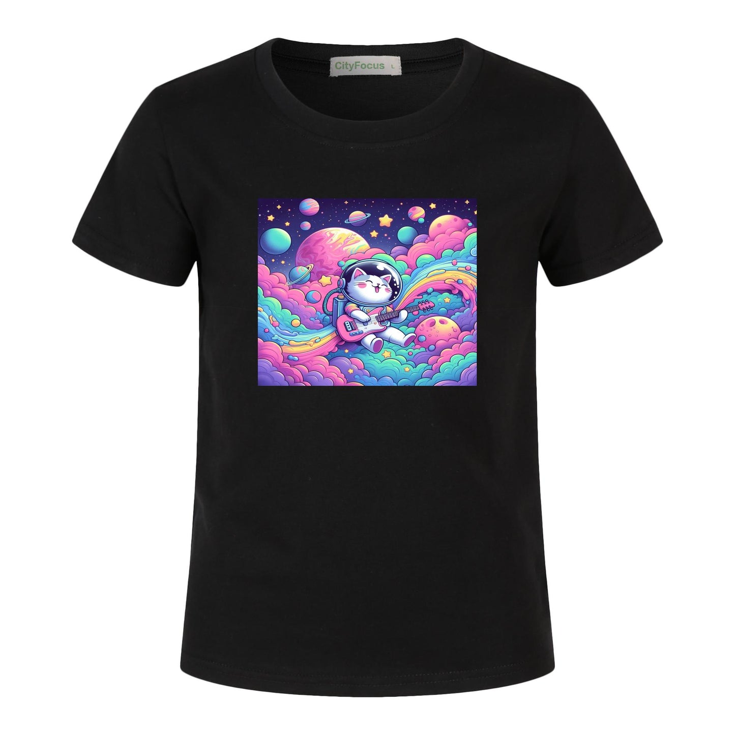 Cosmic Kitty Astronaut Kids T-Shirt 100% cotton 7 - Fun and Out-of-This-World