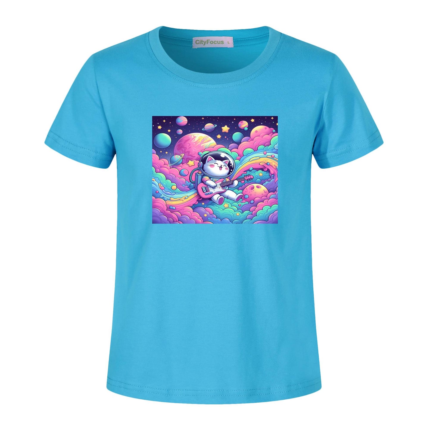 Cosmic Kitty Astronaut Kids T-Shirt 100% cotton 7 - Fun and Out-of-This-World