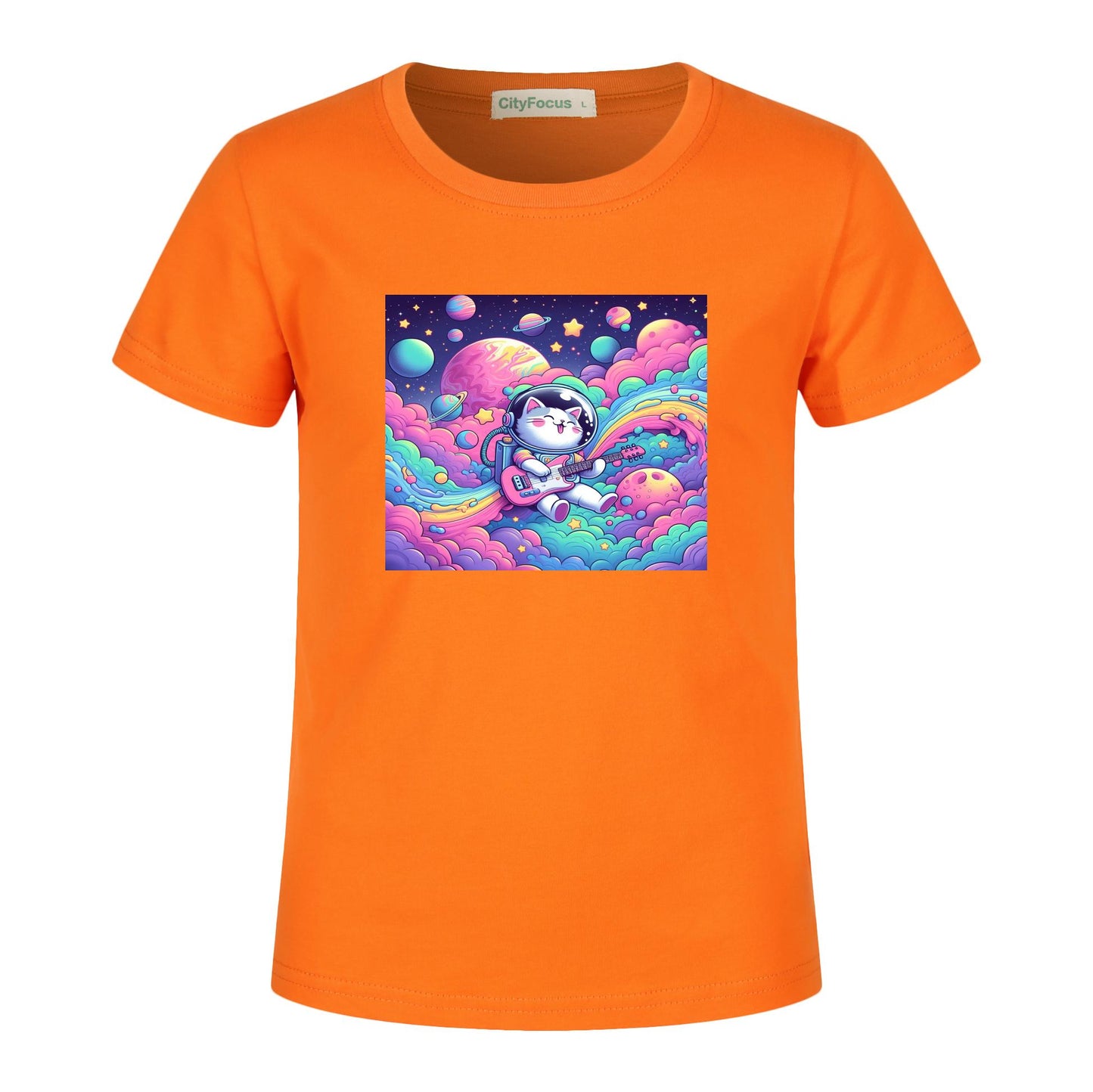 Cosmic Kitty Astronaut Kids T-Shirt 100% cotton 7 - Fun and Out-of-This-World