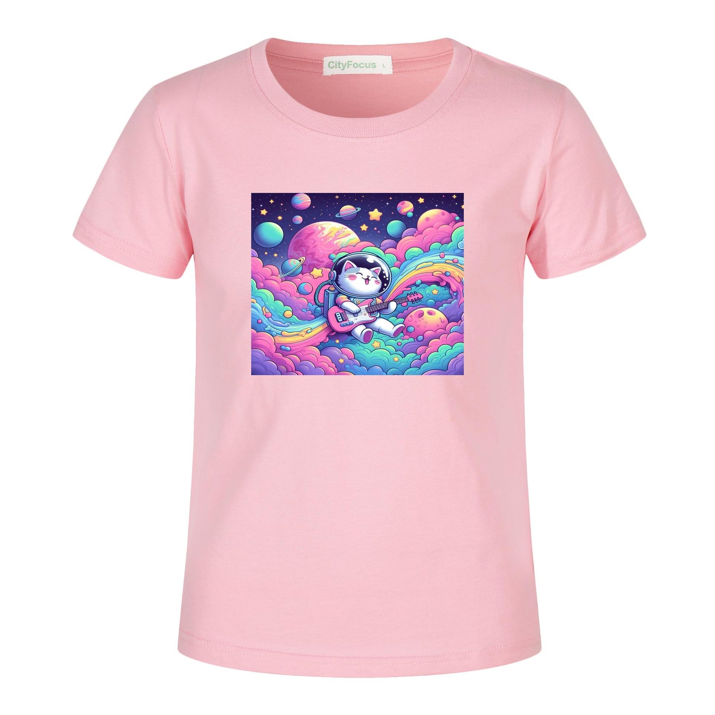 Cosmic Kitty Astronaut Kids T-Shirt 100% cotton 7 - Fun and Out-of-This-World