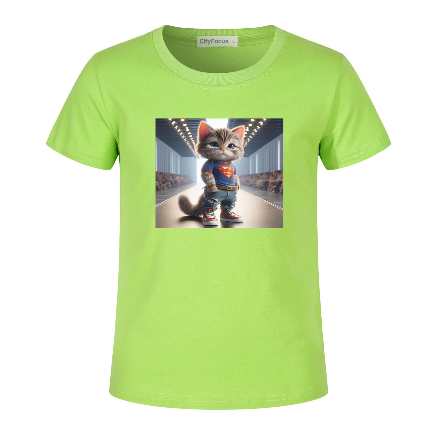 100% cotton Runway Fashion Forward Cat 4: Cute and Cool Kids' Graphic T-Shirt