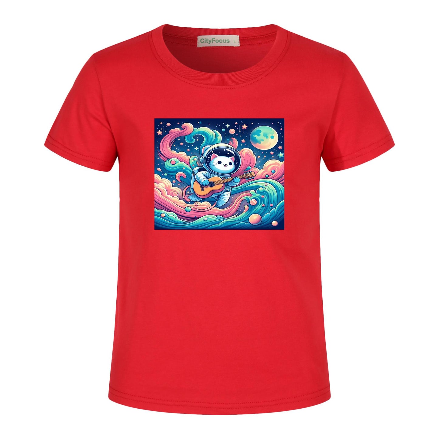 Cosmic Kitty Astronaut Kids T-Shirt 100% cotton 9 - Fun and Out-of-This-World