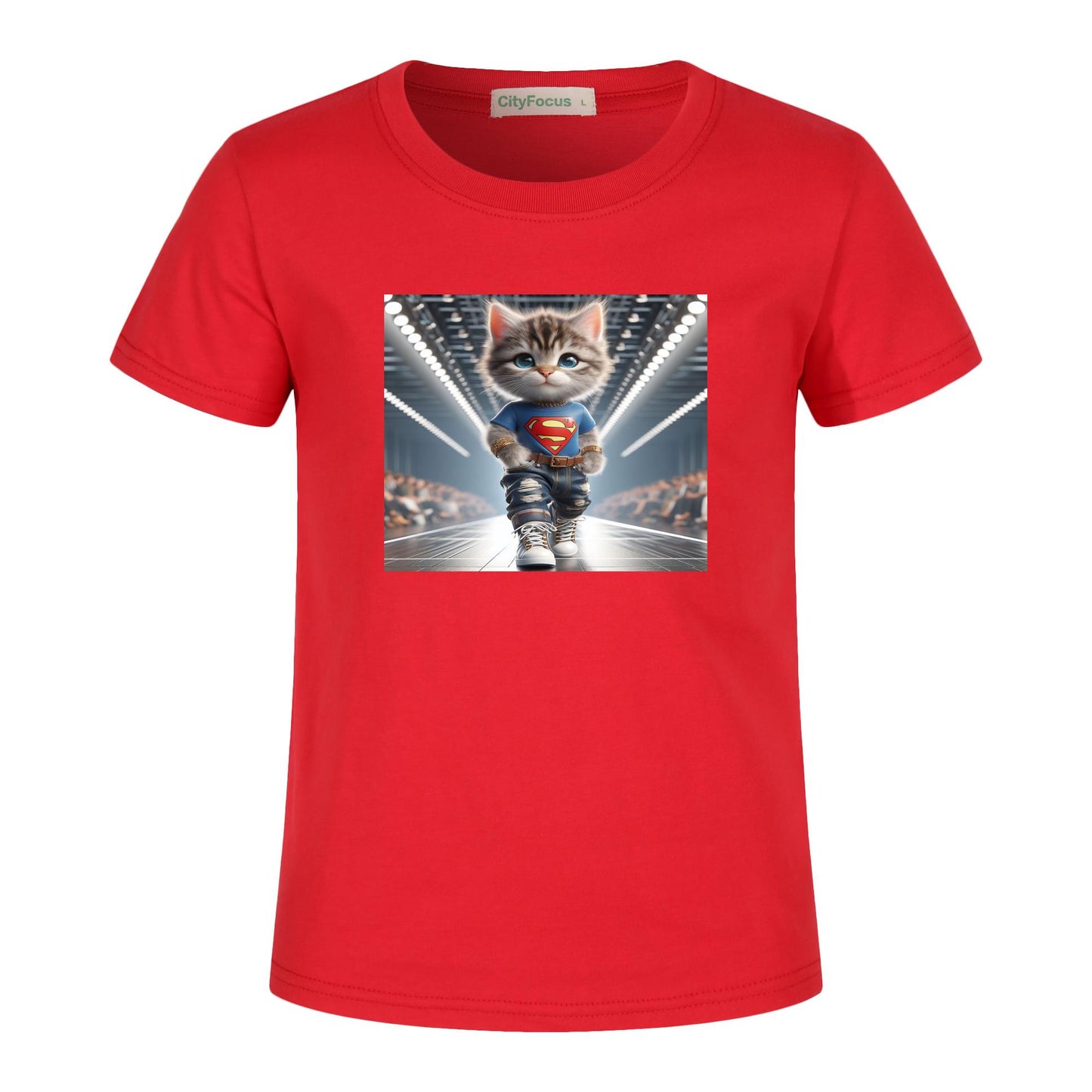 100% cotton Runway Fashion Forward Cat 2: Cute and Cool Kids' Graphic T-Shirt