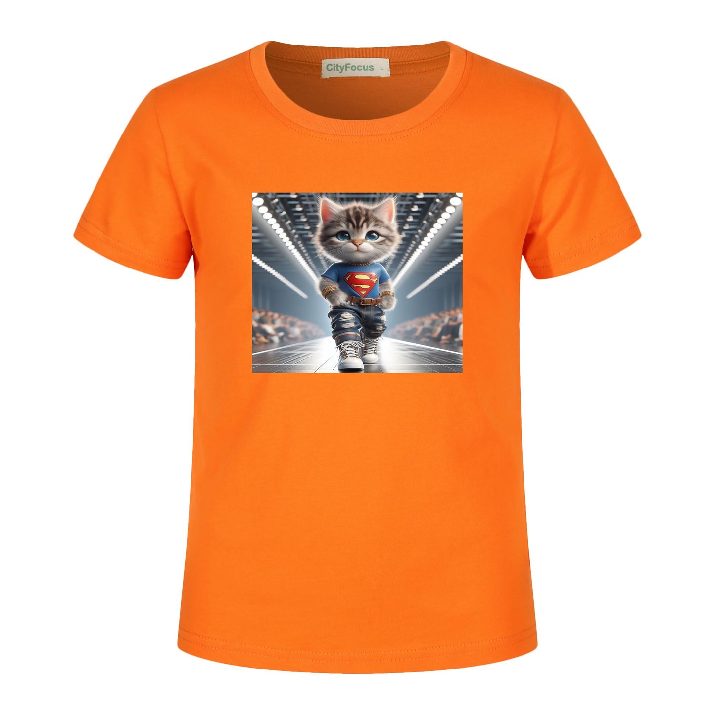 100% cotton Runway Fashion Forward Cat 2: Cute and Cool Kids' Graphic T-Shirt