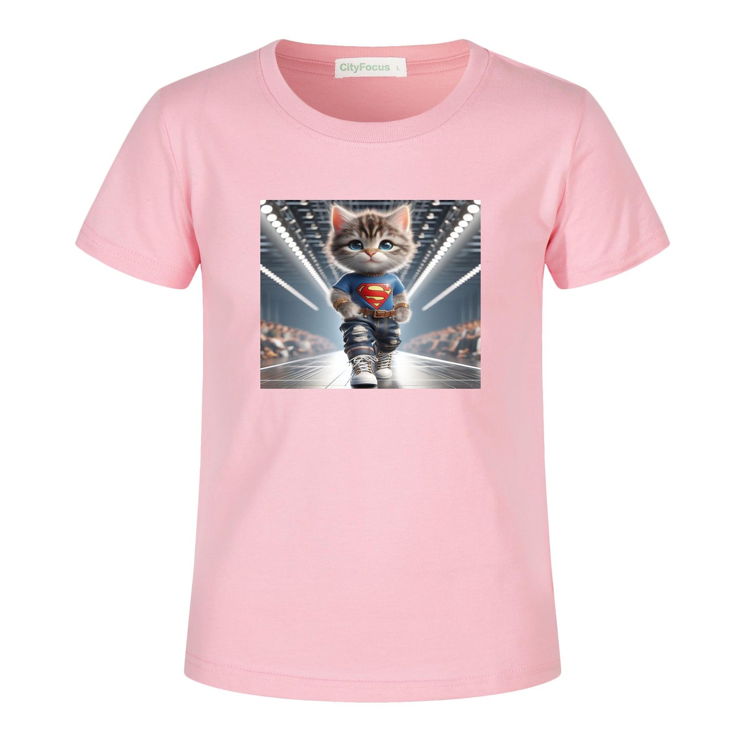 100% cotton Runway Fashion Forward Cat 2: Cute and Cool Kids' Graphic T-Shirt