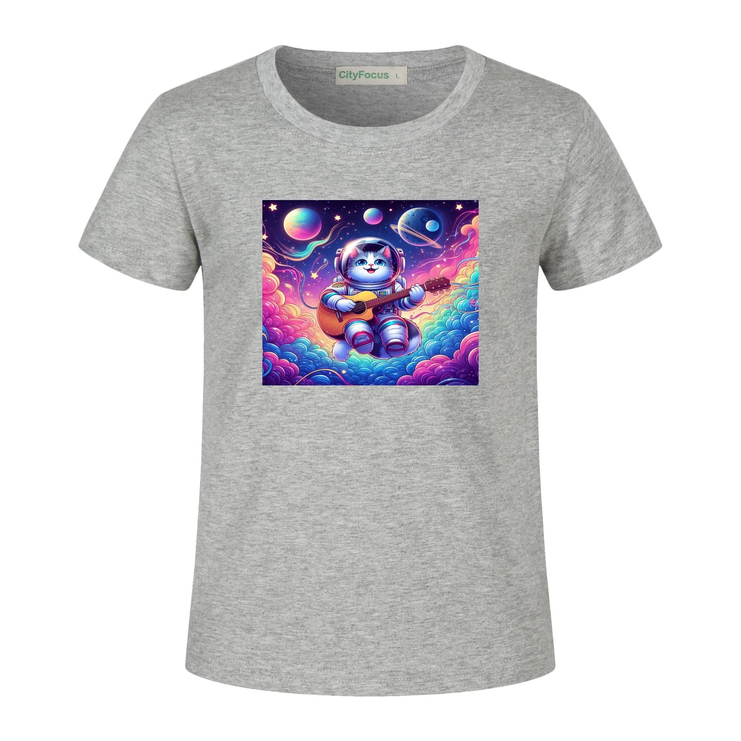 Cosmic Kitty Astronaut Kids T-Shirt 100% cotton 10 - Fun and Out-of-This-World