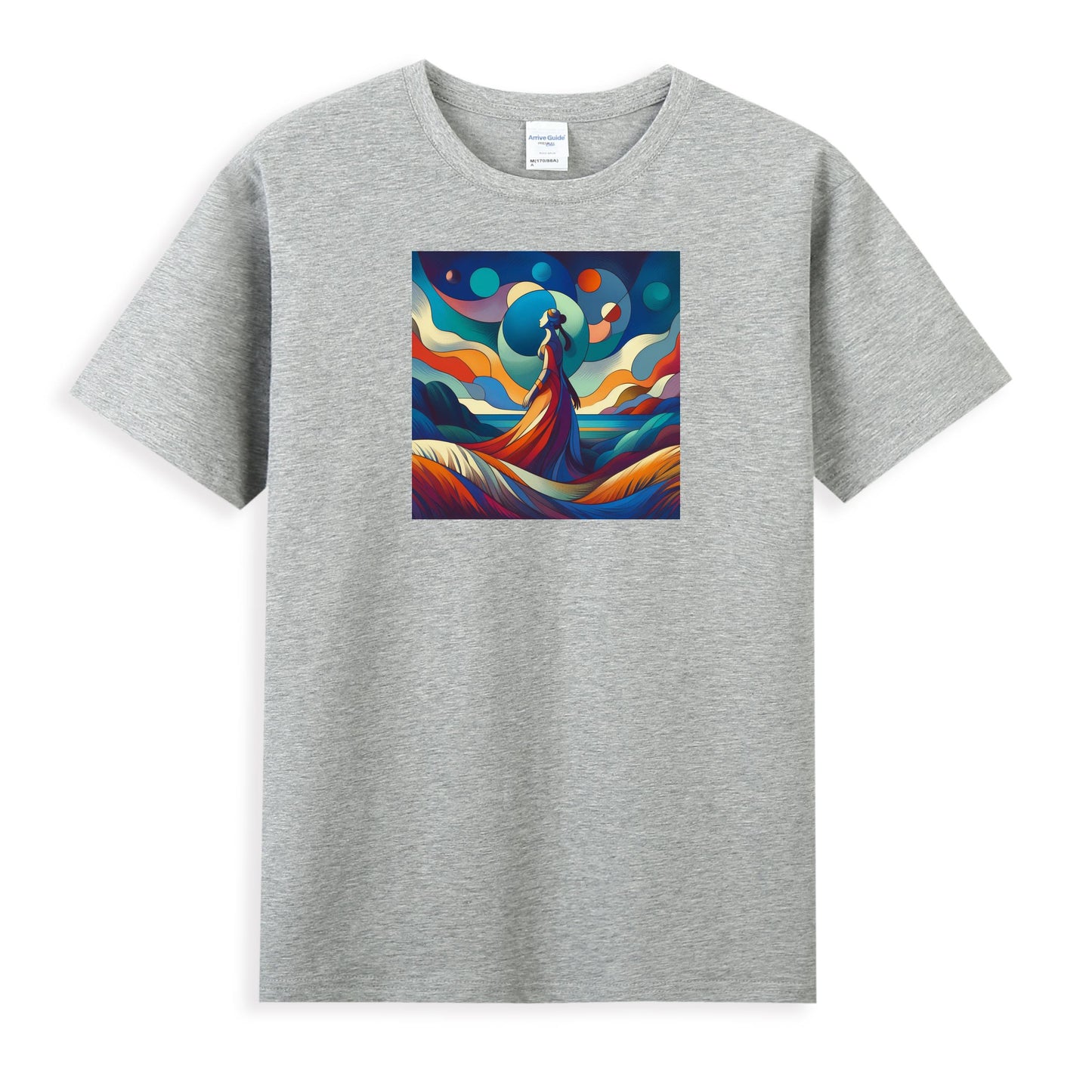 Women's Graphic T-Shirt - Divine Feminine in Abstract Celestial Landscape