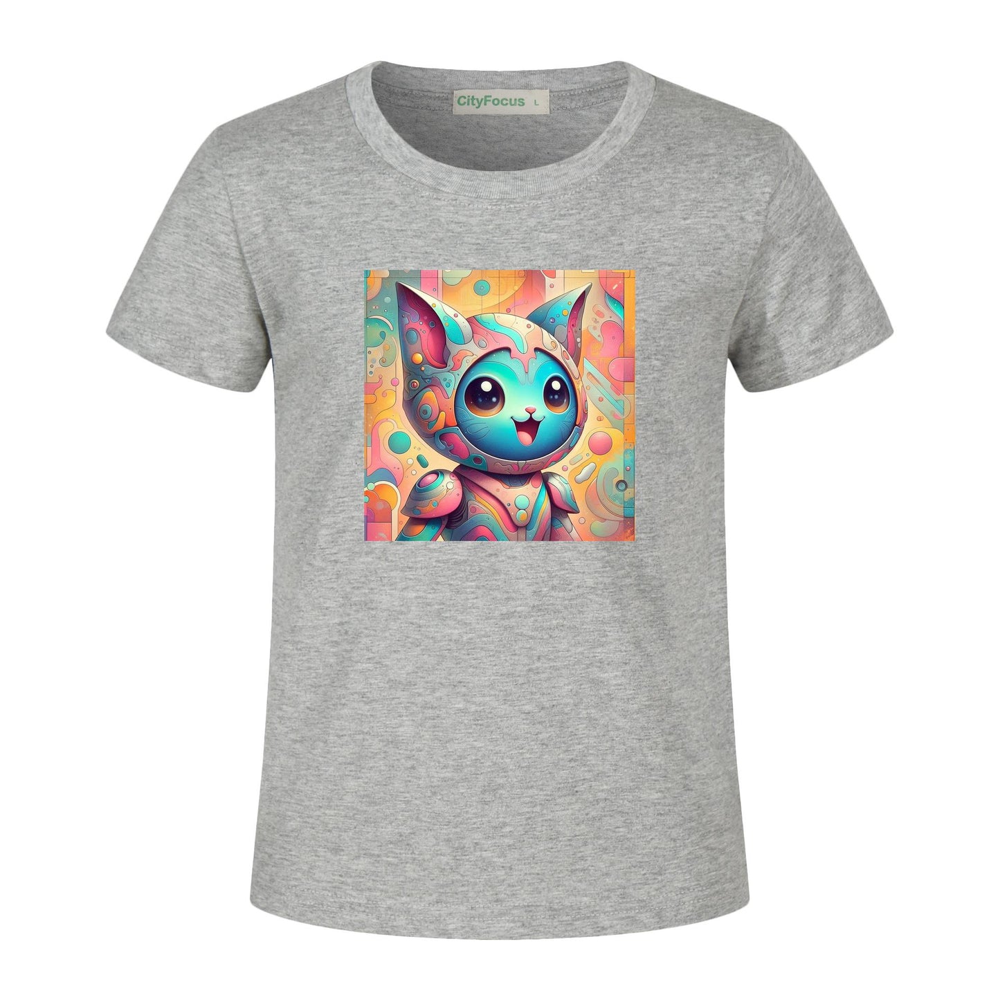 Futuristic Feline Fun Kids Tee 7