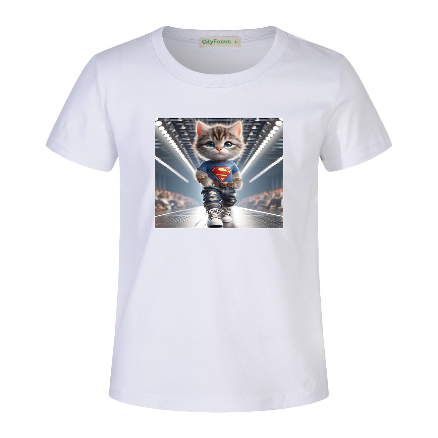 100% cotton Runway Fashion Forward Cat 2: Cute and Cool Kids' Graphic T-Shirt