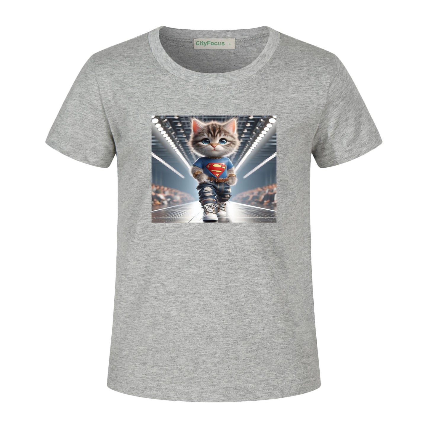 100% cotton Runway Fashion Forward Cat 2: Cute and Cool Kids' Graphic T-Shirt