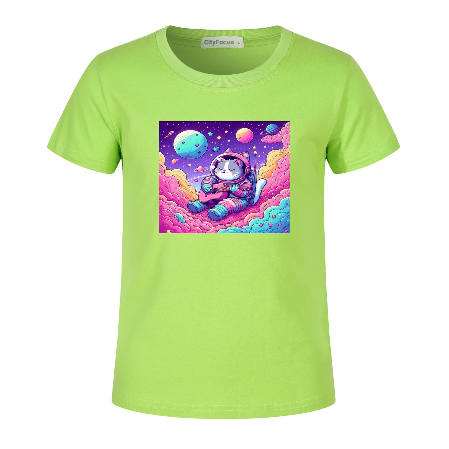 Cosmic Kitty Astronaut Kids T-Shirt 100% cotton 1 - Fun and Out-of-This-World