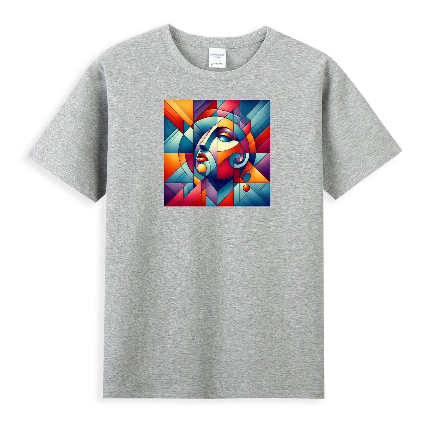 Women's 100% Cotton Tee - Geometric Grace in Abstract Portrait