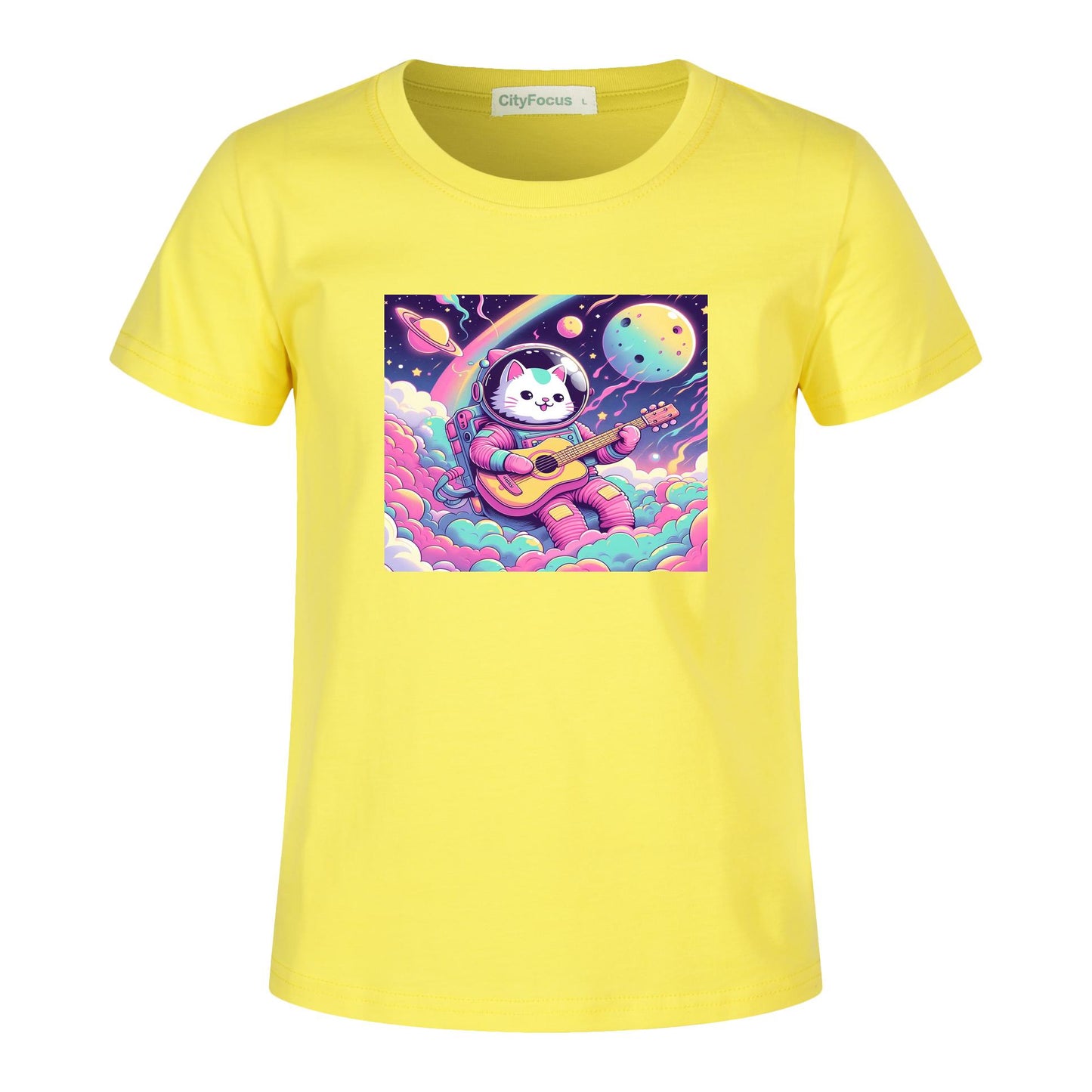 Cosmic Kitty Astronaut Kids T-Shirt 100% cotton 8 - Fun and Out-of-This-World