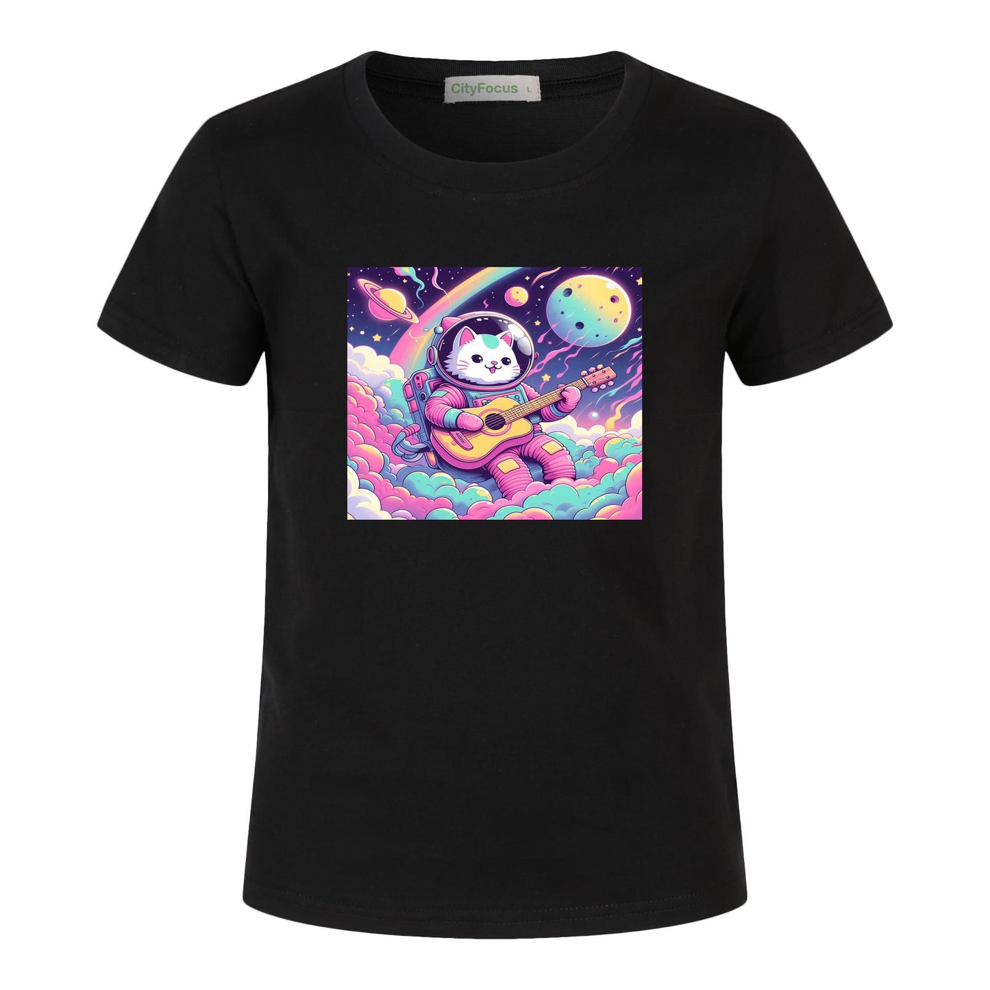 Cosmic Kitty Astronaut Kids T-Shirt 100% cotton 8 - Fun and Out-of-This-World