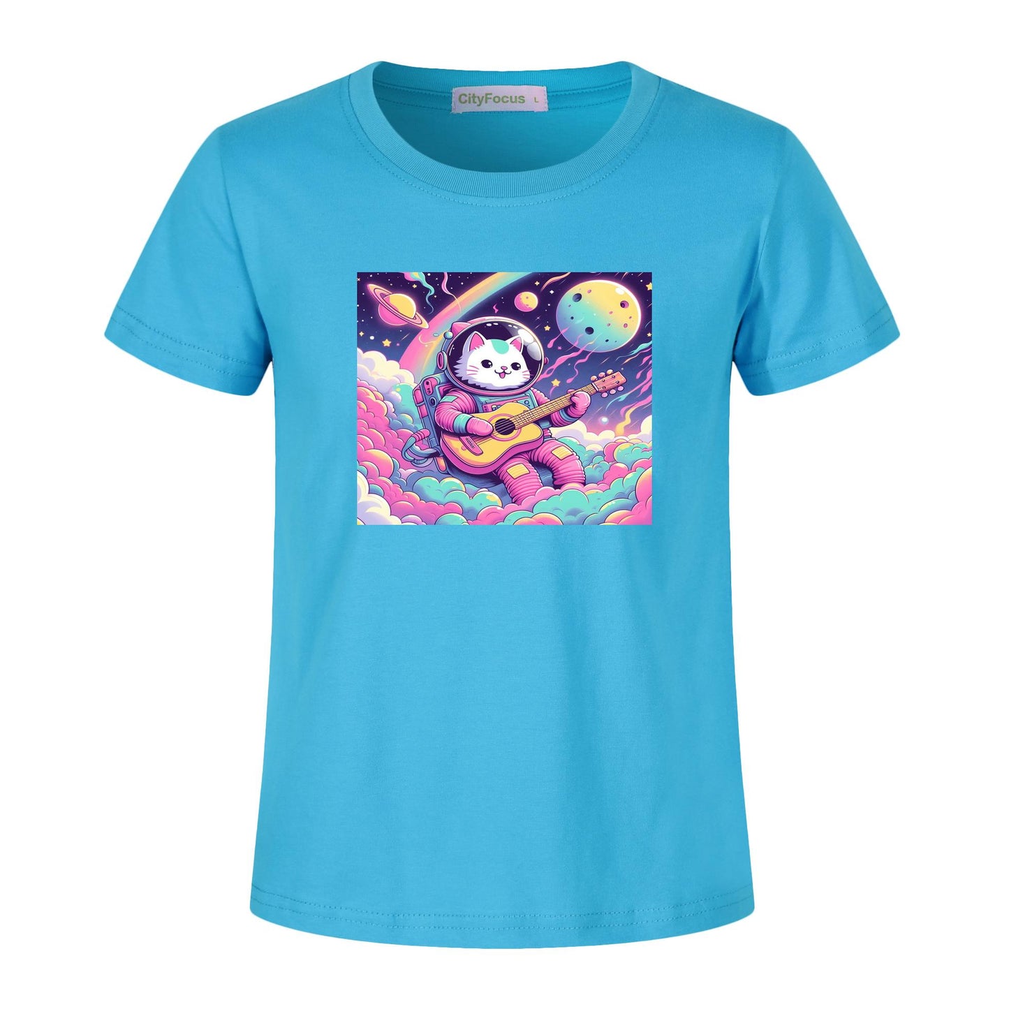 Cosmic Kitty Astronaut Kids T-Shirt 100% cotton 8 - Fun and Out-of-This-World