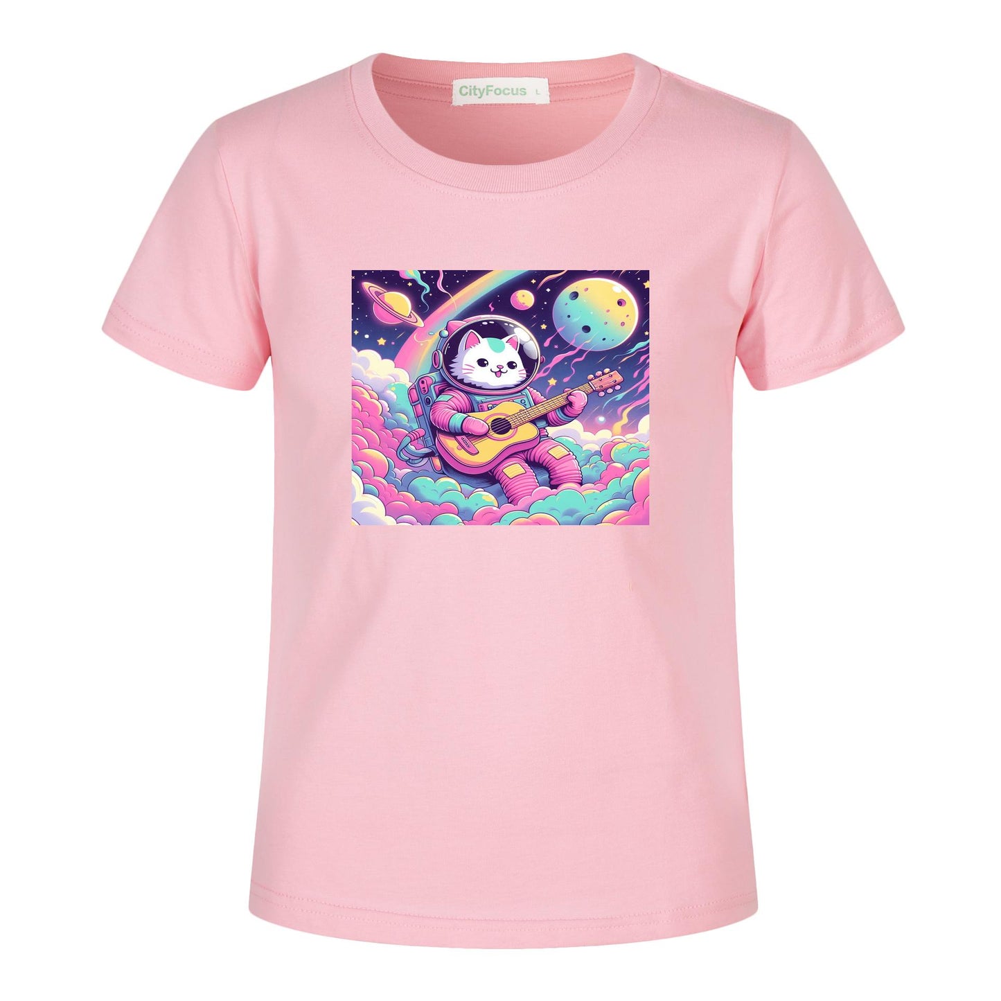 Cosmic Kitty Astronaut Kids T-Shirt 100% cotton 8 - Fun and Out-of-This-World